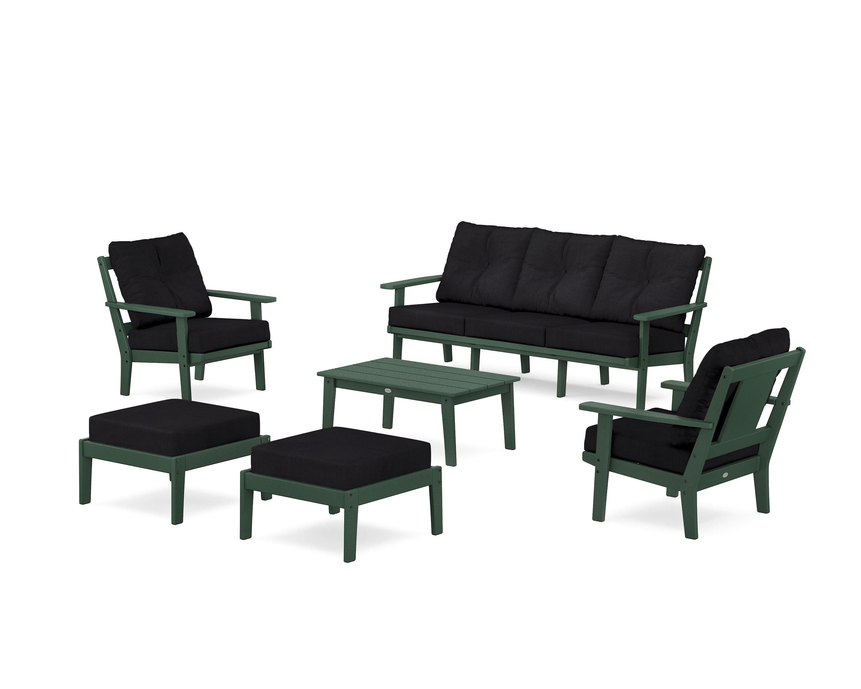 POLYWOOD Prairie 6-Piece Lounge Sofa Set in Green / Midnight Linen