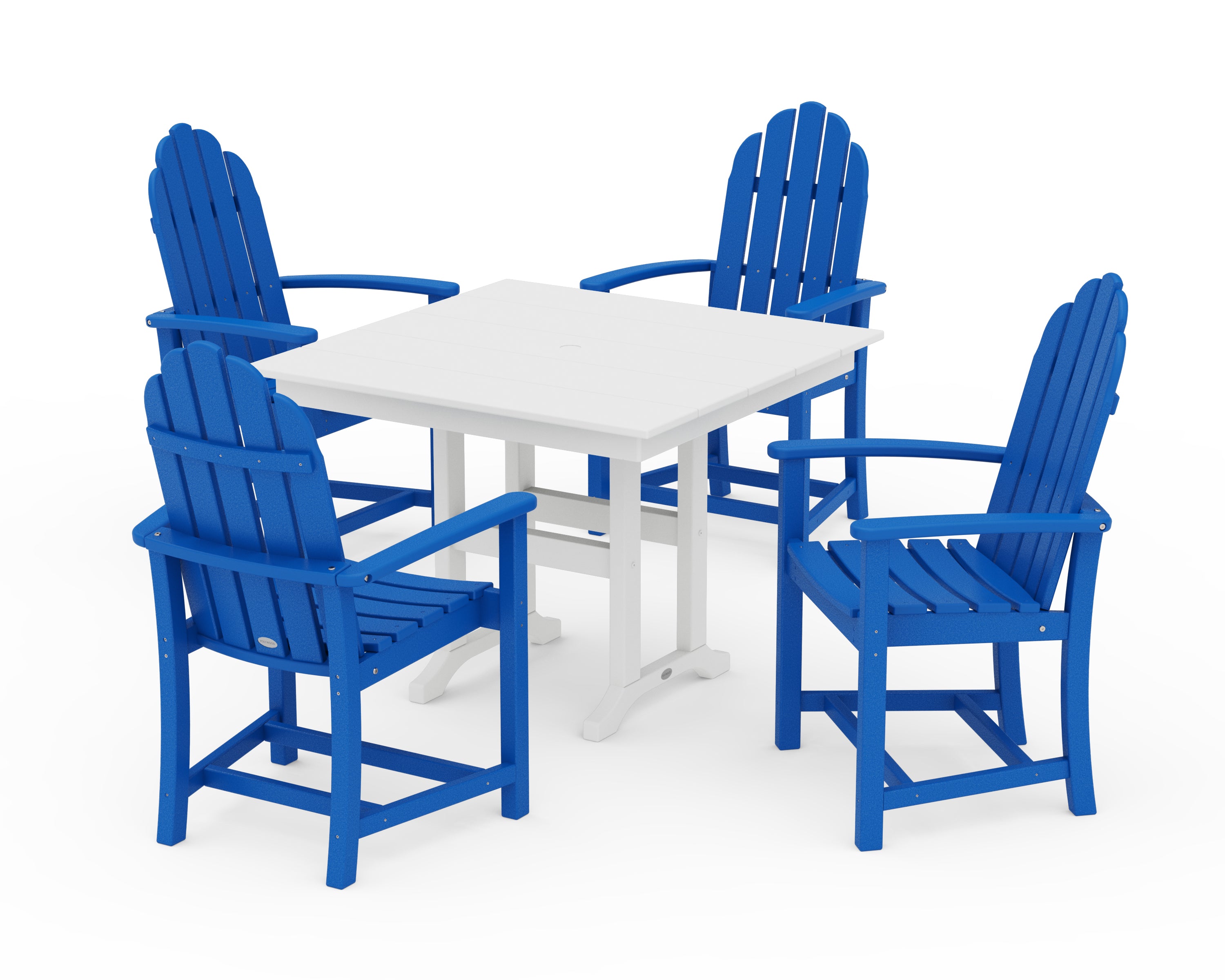 POLYWOOD Classic Adirondack 5-Piece Farmhouse Dining Set in Pacific Blue / White