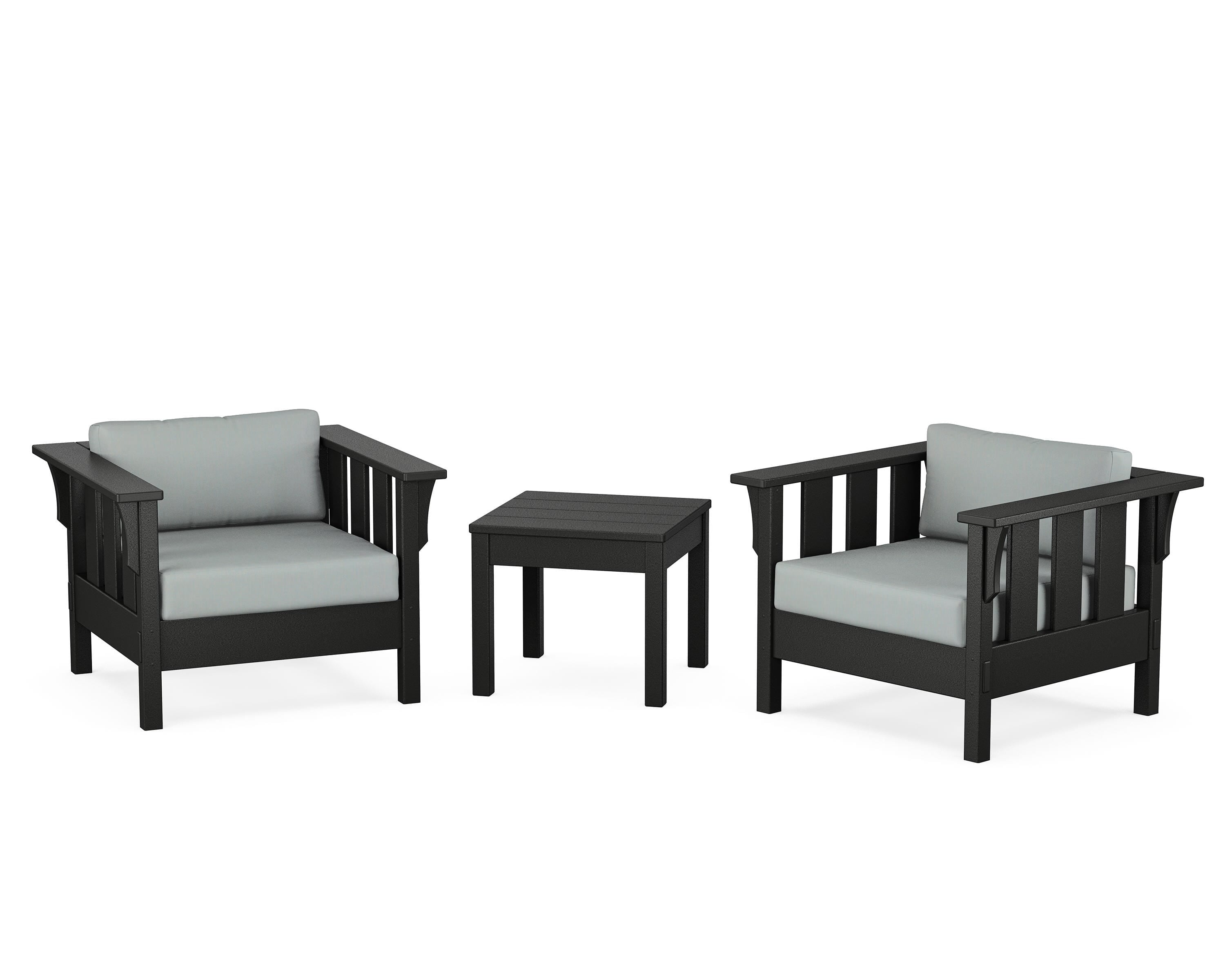 Martha Stewart by POLYWOOD Acadia 3-Piece Deep Seating Set in Black / Spa