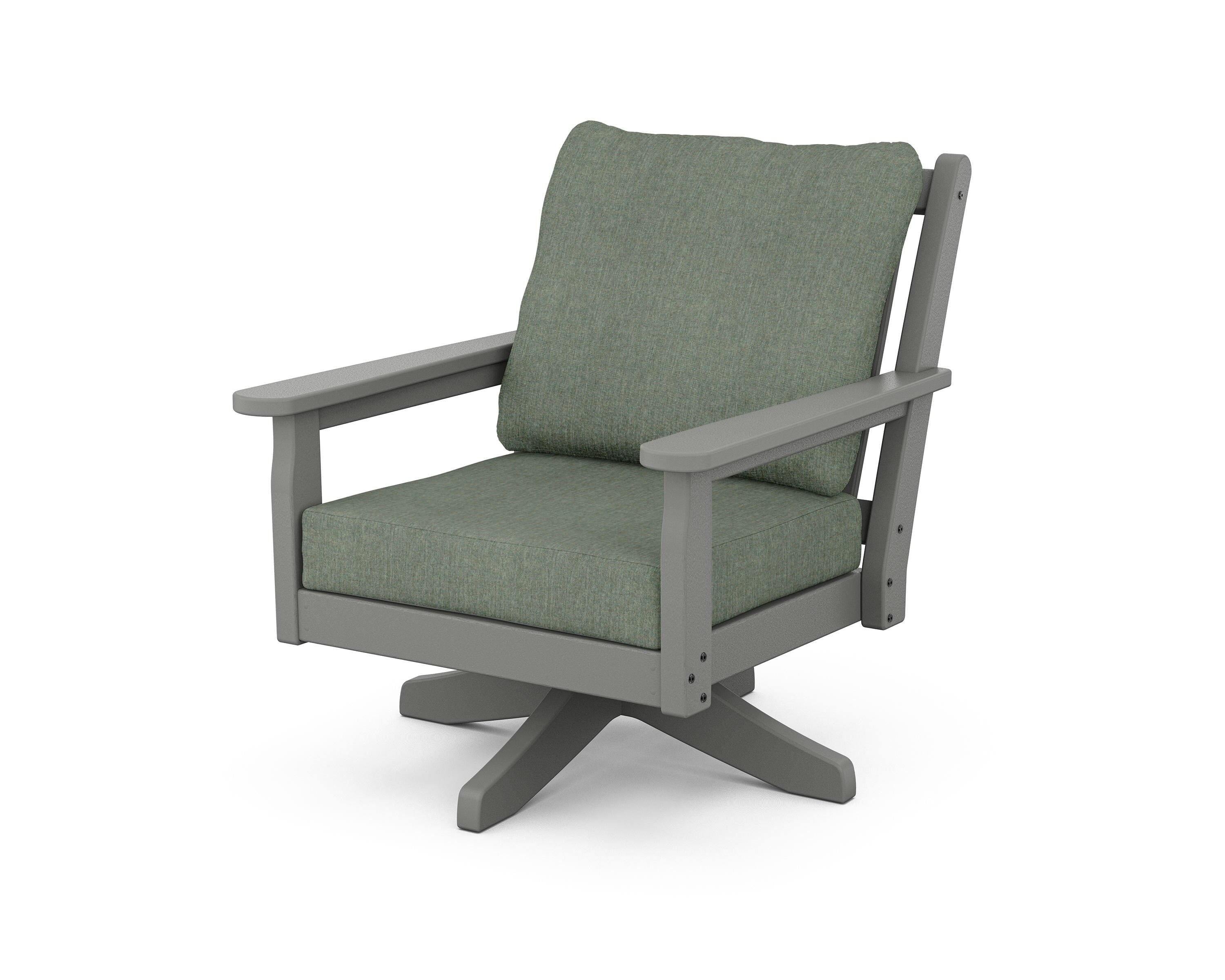POLYWOOD Chippendale Deep Seating Swivel Chair in Slate Grey / Cast Sage