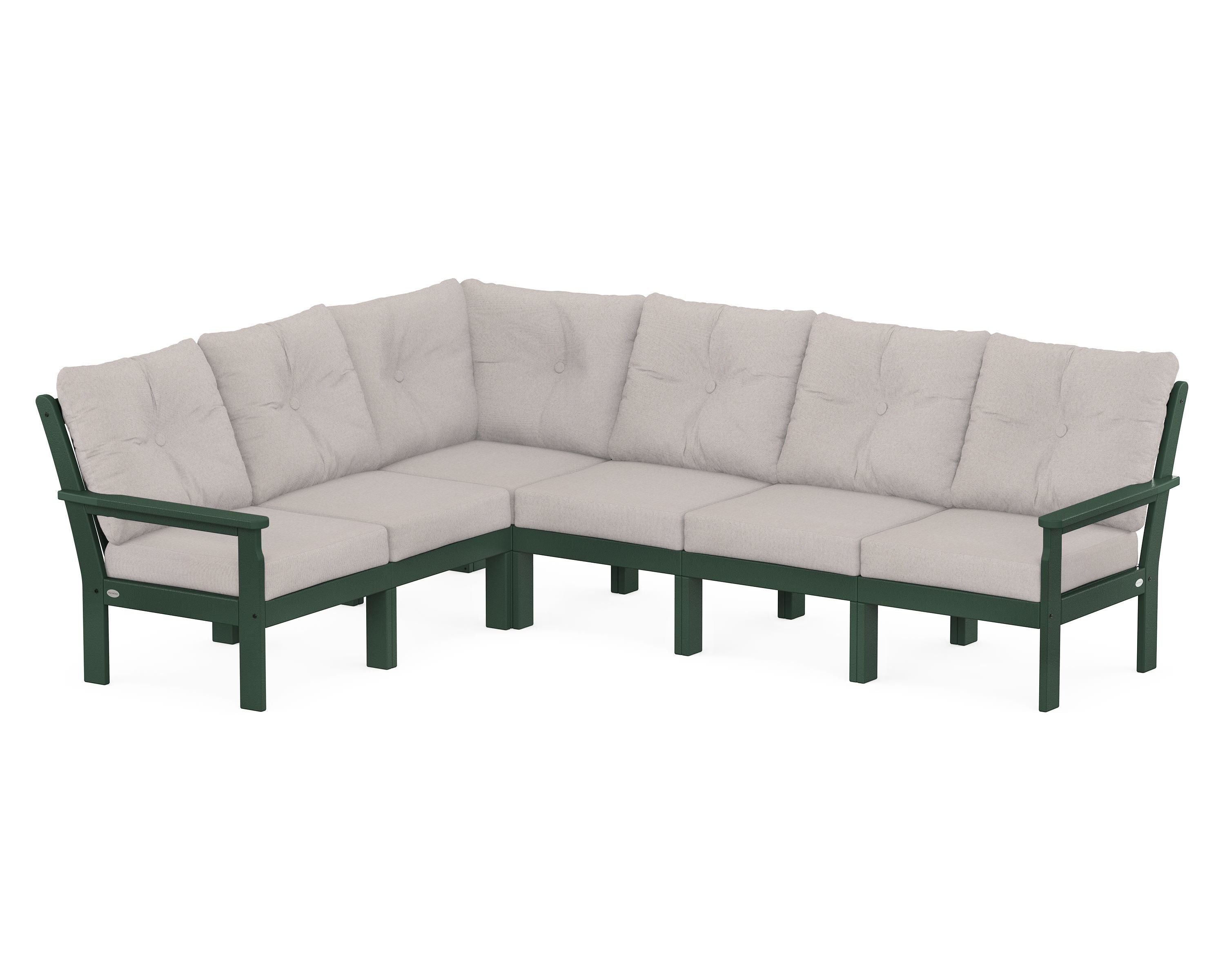 POLYWOOD Vineyard 6-Piece Sectional in Green / Dune Burlap