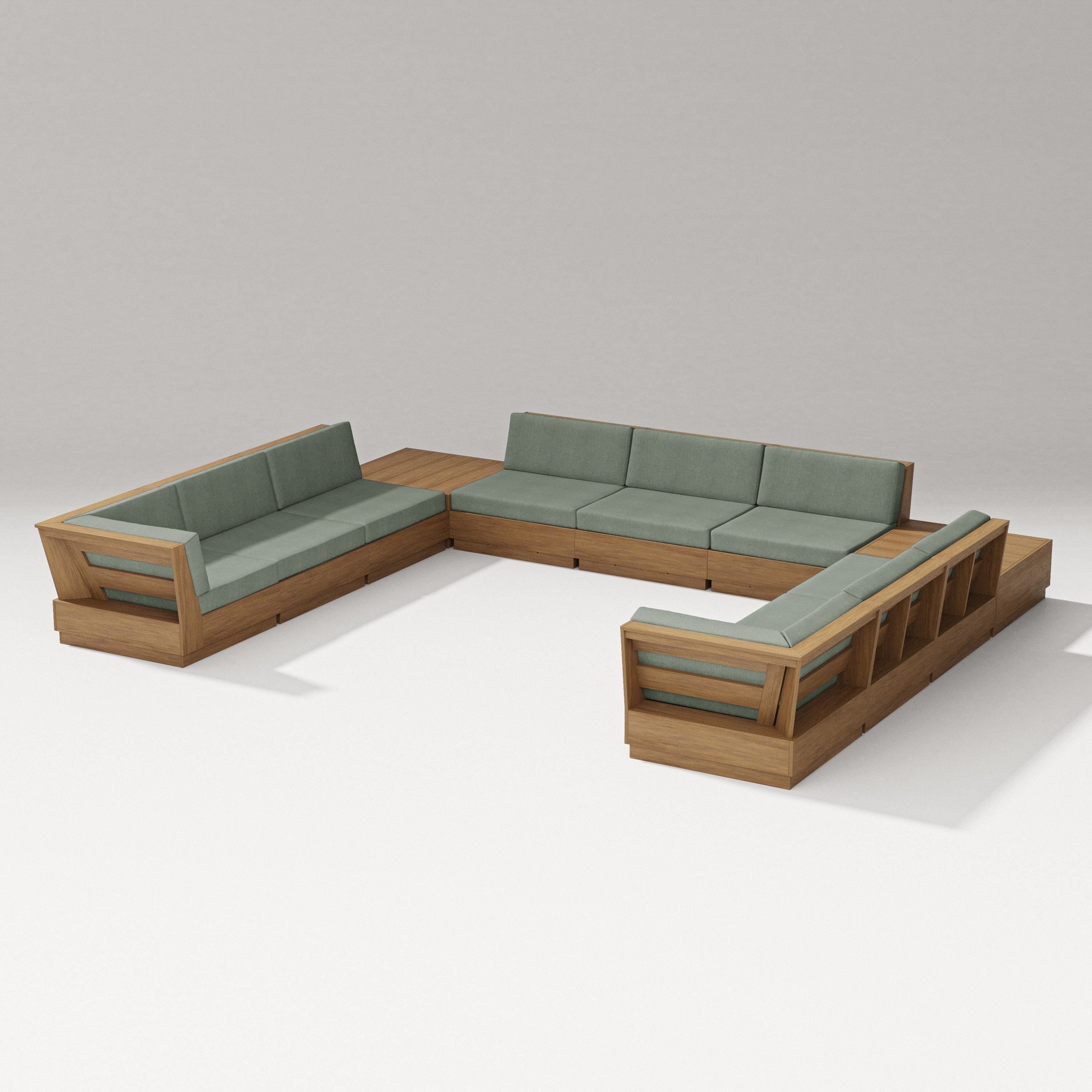 PW Designer Series Elevate 11-Piece U-Shaped Sofa Sectional in Natural / Cast Sage
