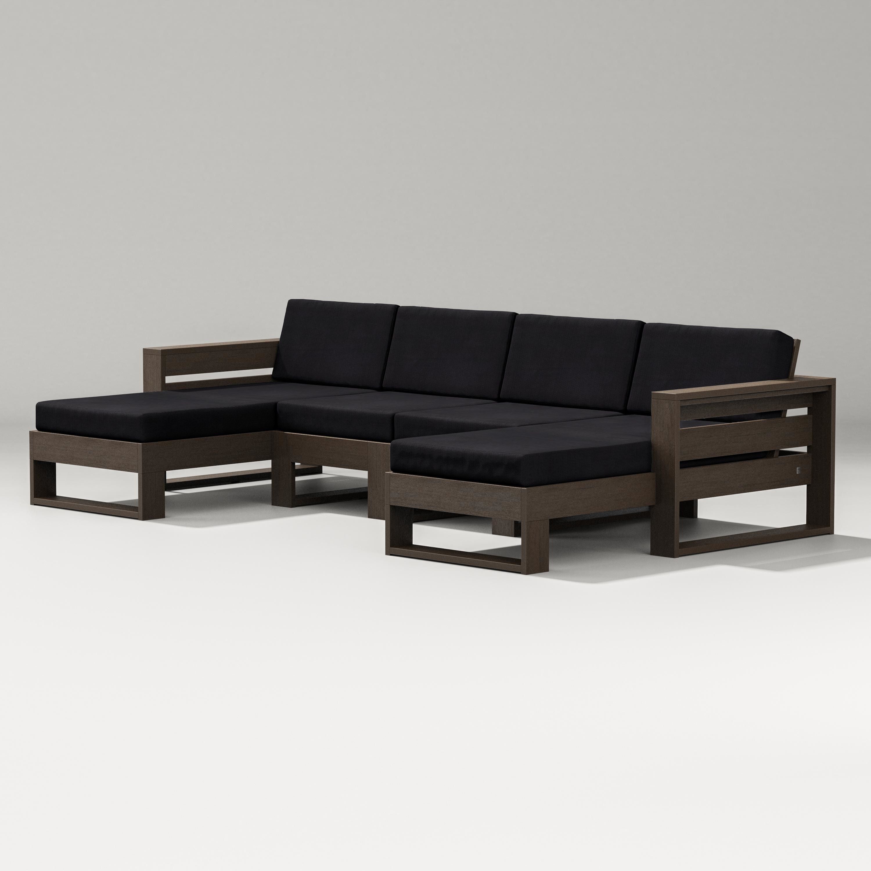 PW Designer Series Latitude Double Chaise Sectional in Kona / Midnight Linen
