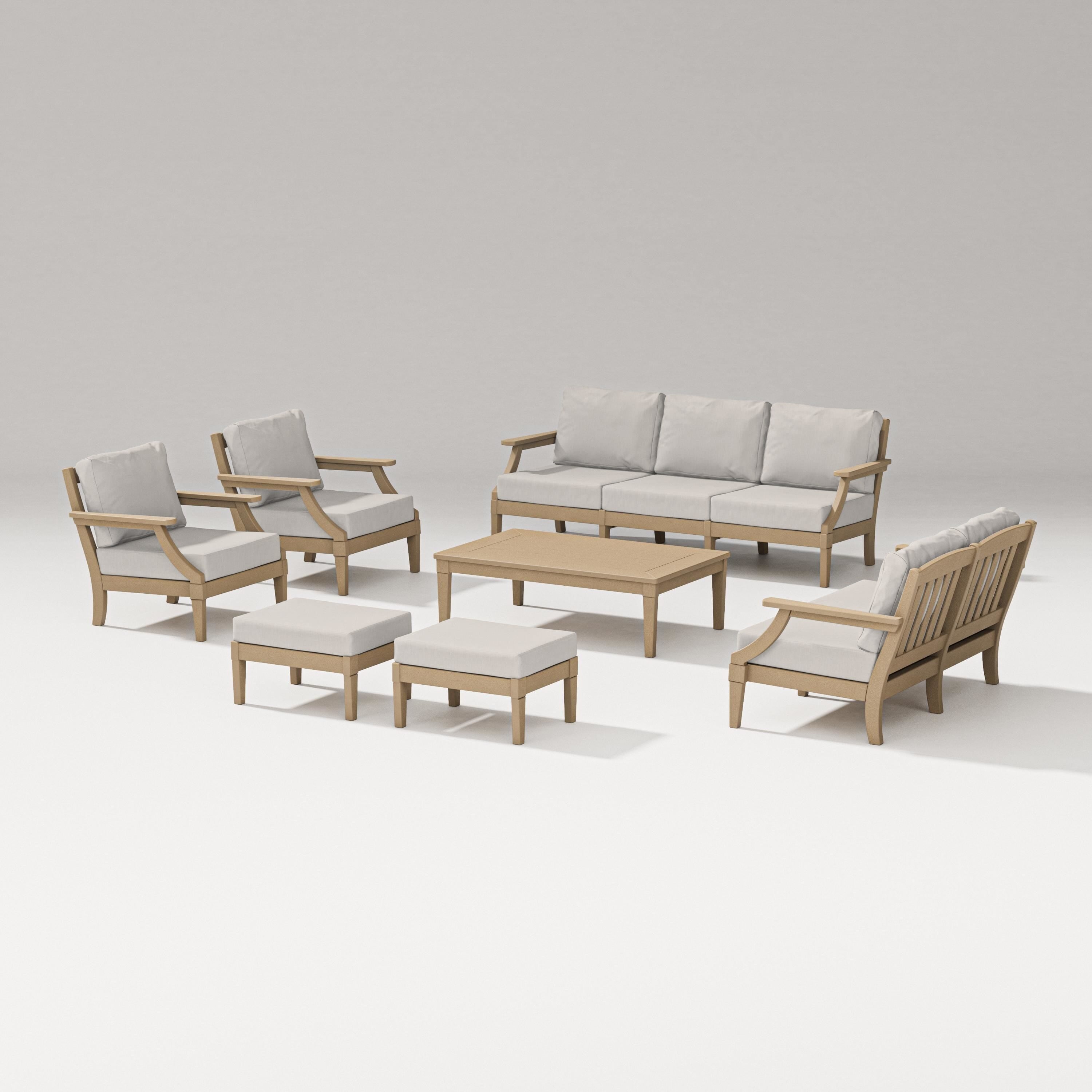 PW Designer Series Estate 7-Piece Lounge Sofa Set in Vintage Sahara / Cast Ash