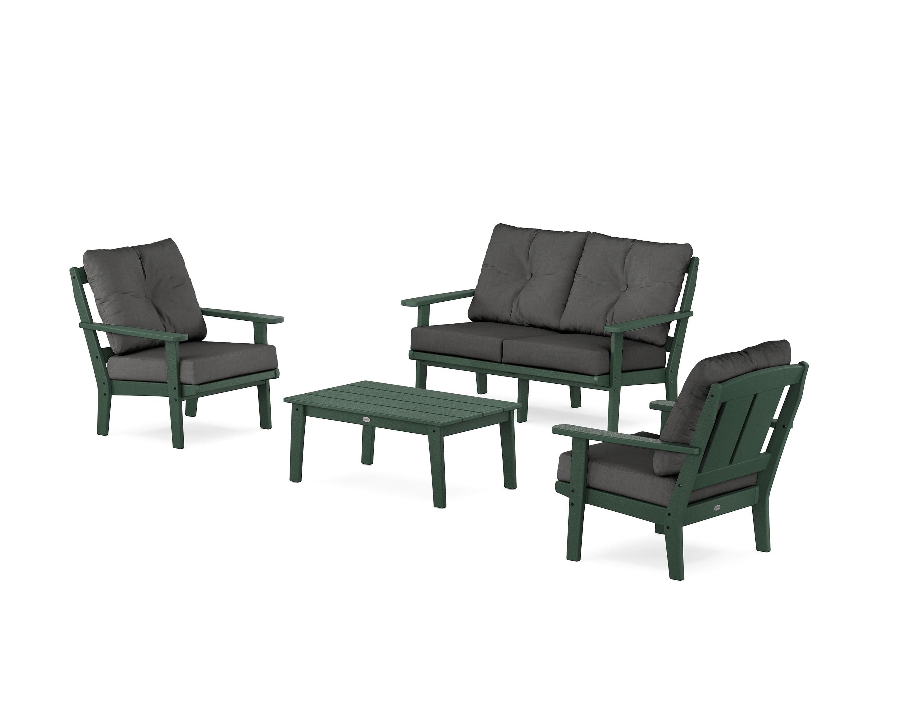 POLYWOOD Mission 4-Piece Deep Seating Set with Loveseat in Green / Spectrum Carbon