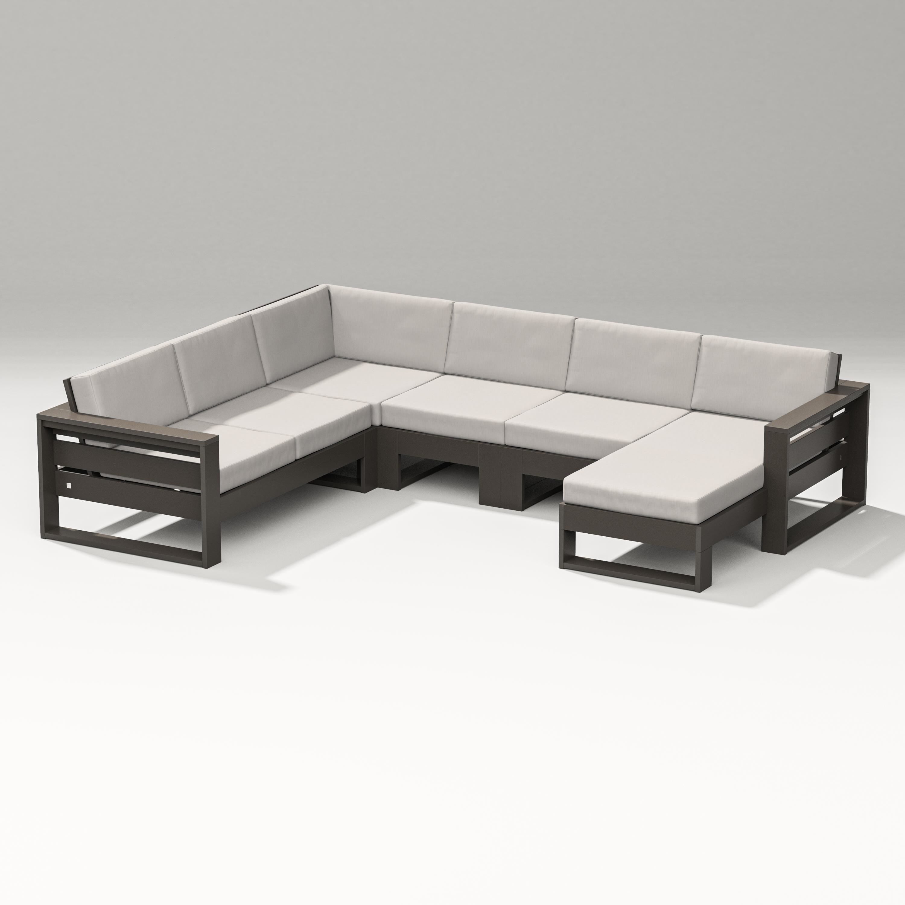 PW Designer Series Latitude Corner Sectional with Right Chaise in Vintage Coffee / Cast Ash