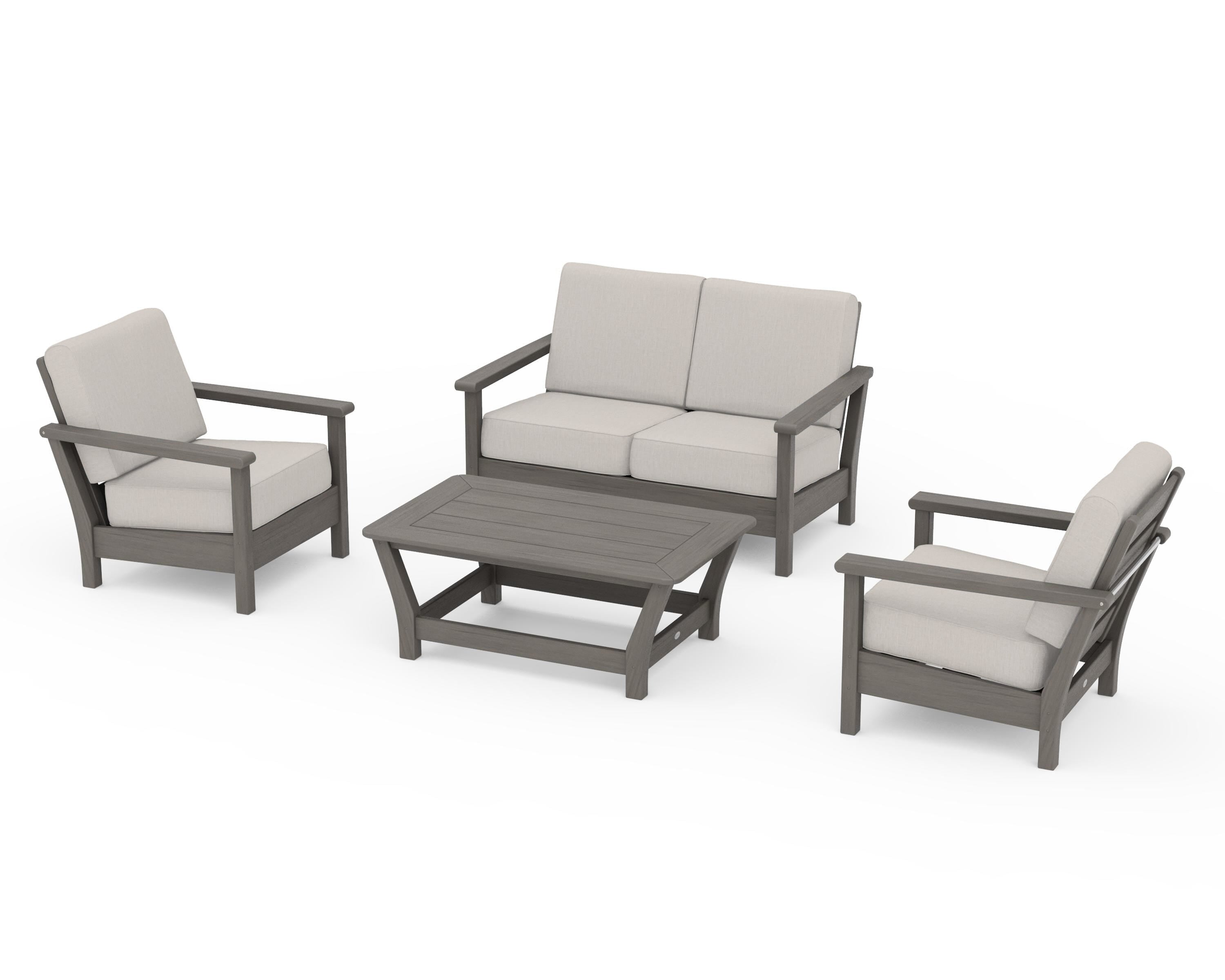 POLYWOOD Harbour 4-Piece Deep Seating Set in Driftwood / Cast Ash
