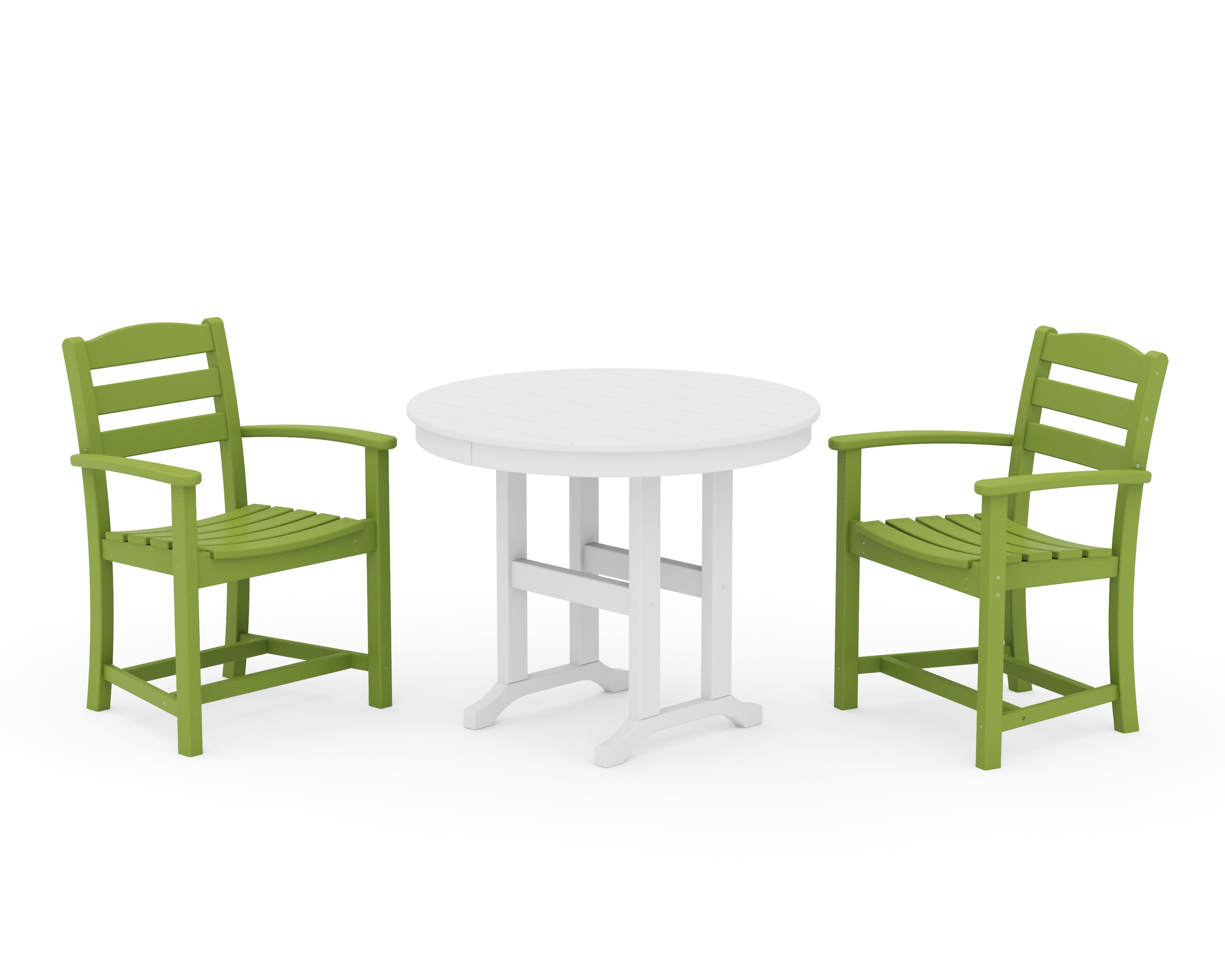POLYWOOD La Casa Café 3-Piece Round Dining Set in Lime / White