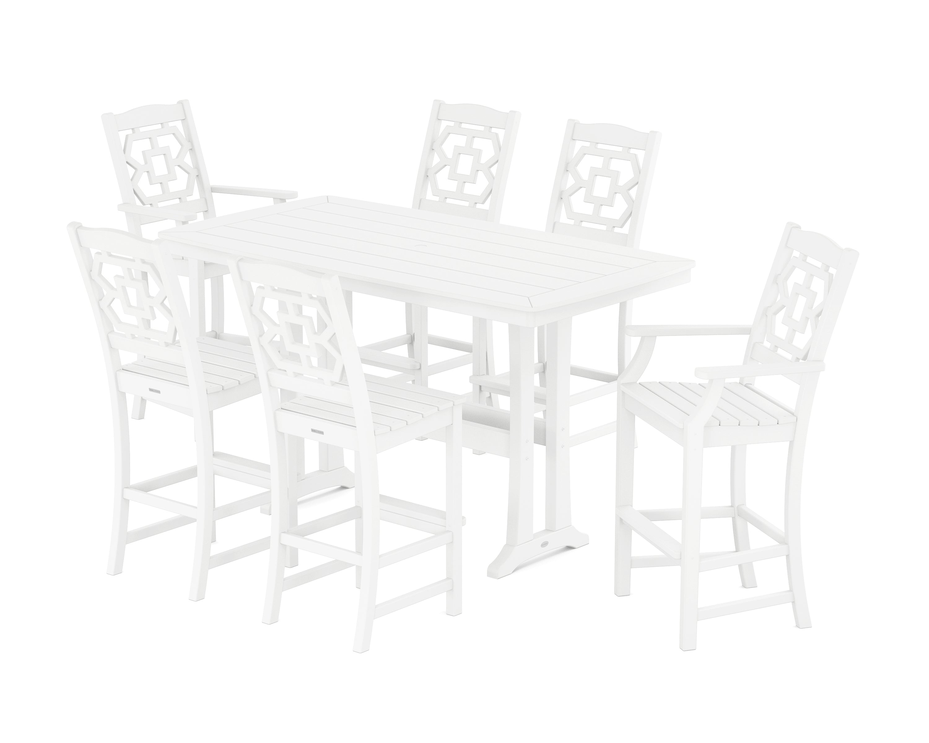 Martha Stewart by POLYWOOD® Chinoiserie 7-Piece Bar Set with Trestle Legs in White