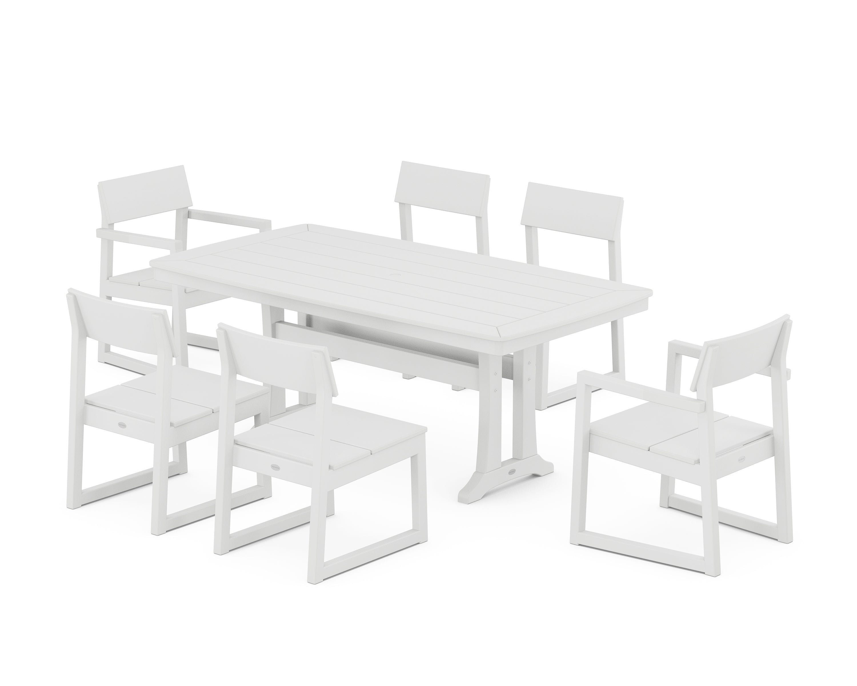 POLYWOOD EDGE 7-Piece Dining Set with Trestle Legs in White