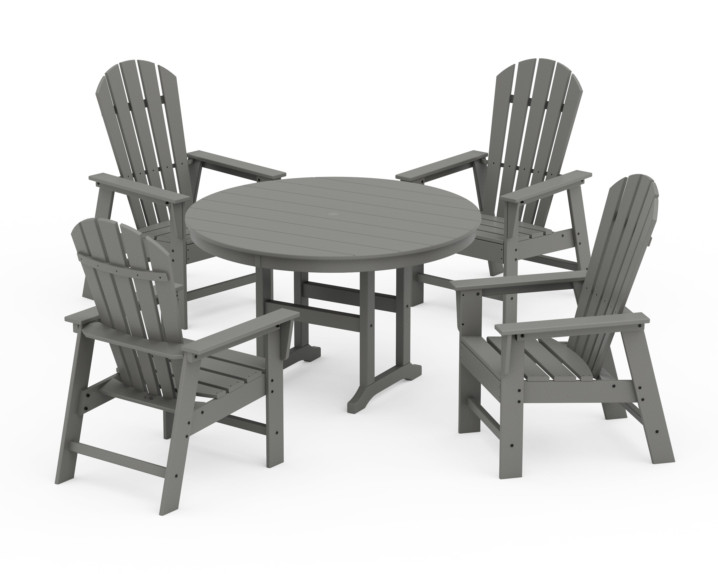 POLYWOOD South Beach 5-Piece Round Farmhouse Dining Set in Slate Grey