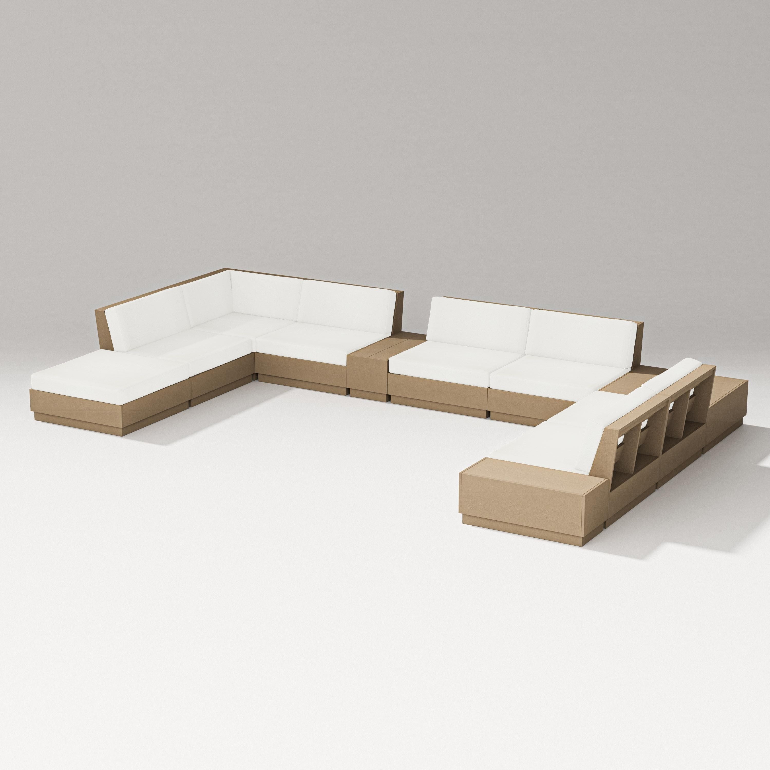 PW Designer Series Elevate 11-Piece Conversation Sectional Set in Vintage Sahara / Natural Linen
