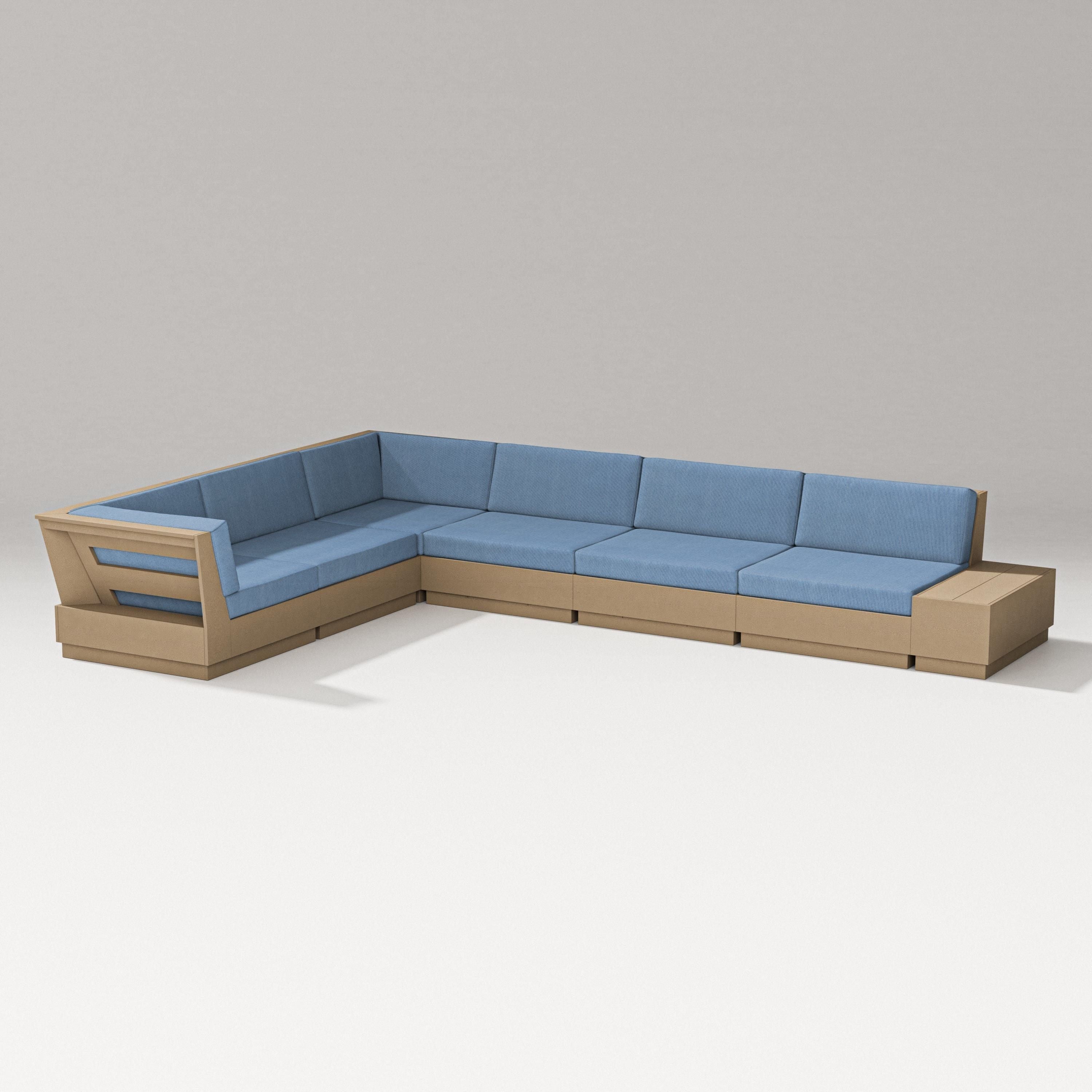 PW Designer Series Elevate 7-Piece Corner Sectional in Vintage Sahara / Sky Blue