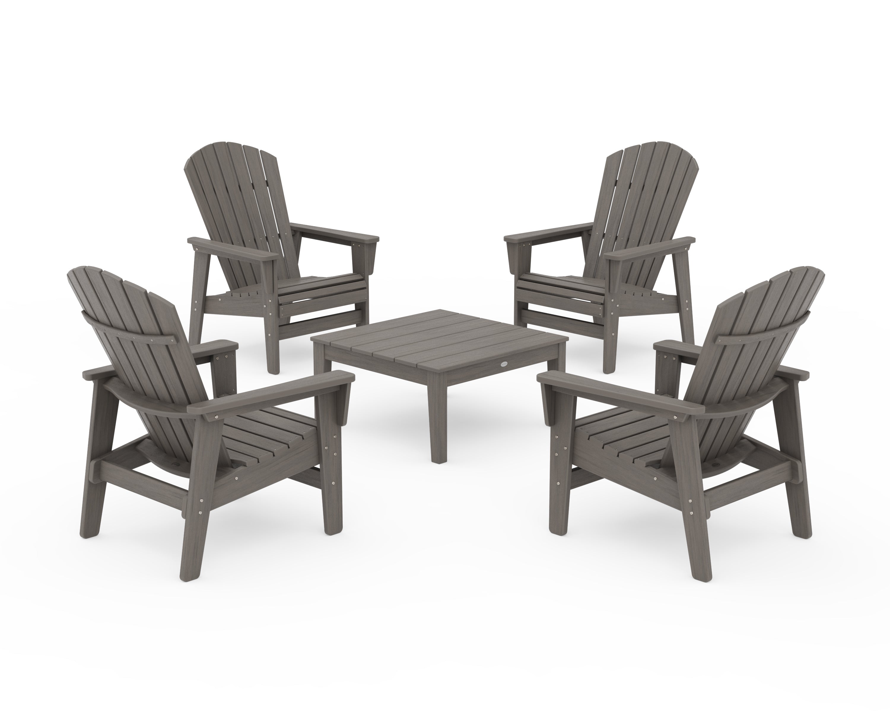 POLYWOOD 5-Piece Nautical Grand Upright Adirondack Chair Conversation Group in Driftwood
