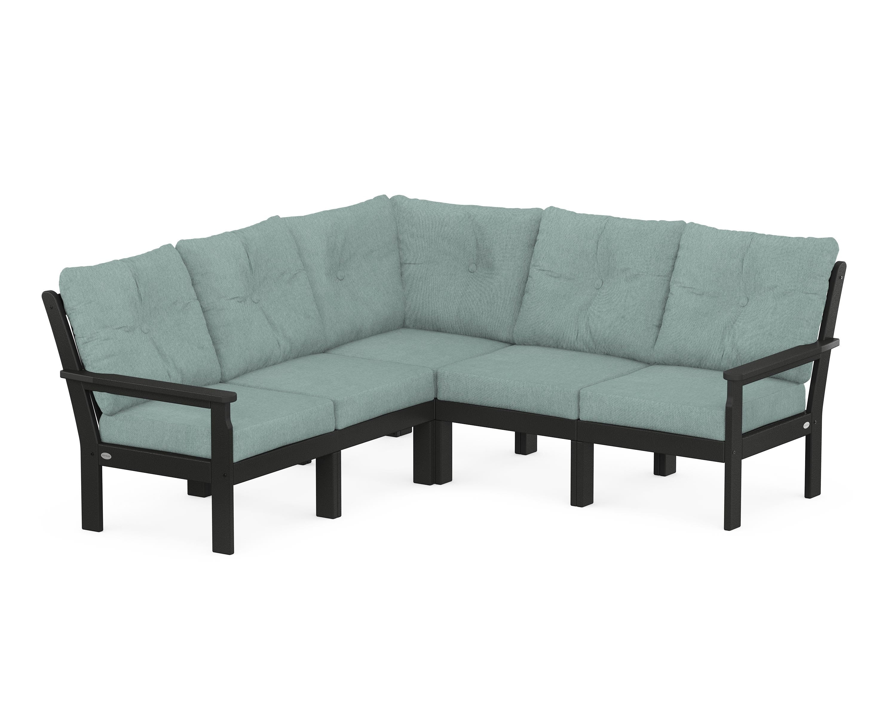 POLYWOOD Vineyard 5-Piece Sectional in Black / Glacier Spa