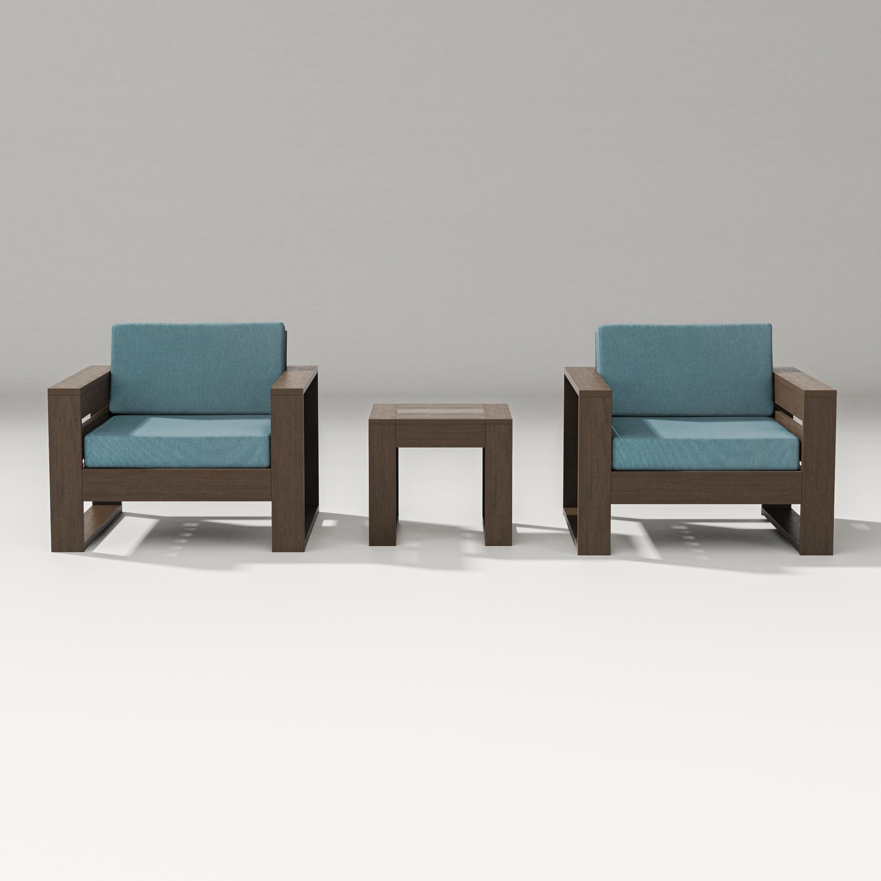 PW Designer Series Latitude 3-Piece Lounge Chair Set in Kona / Ocean Teal