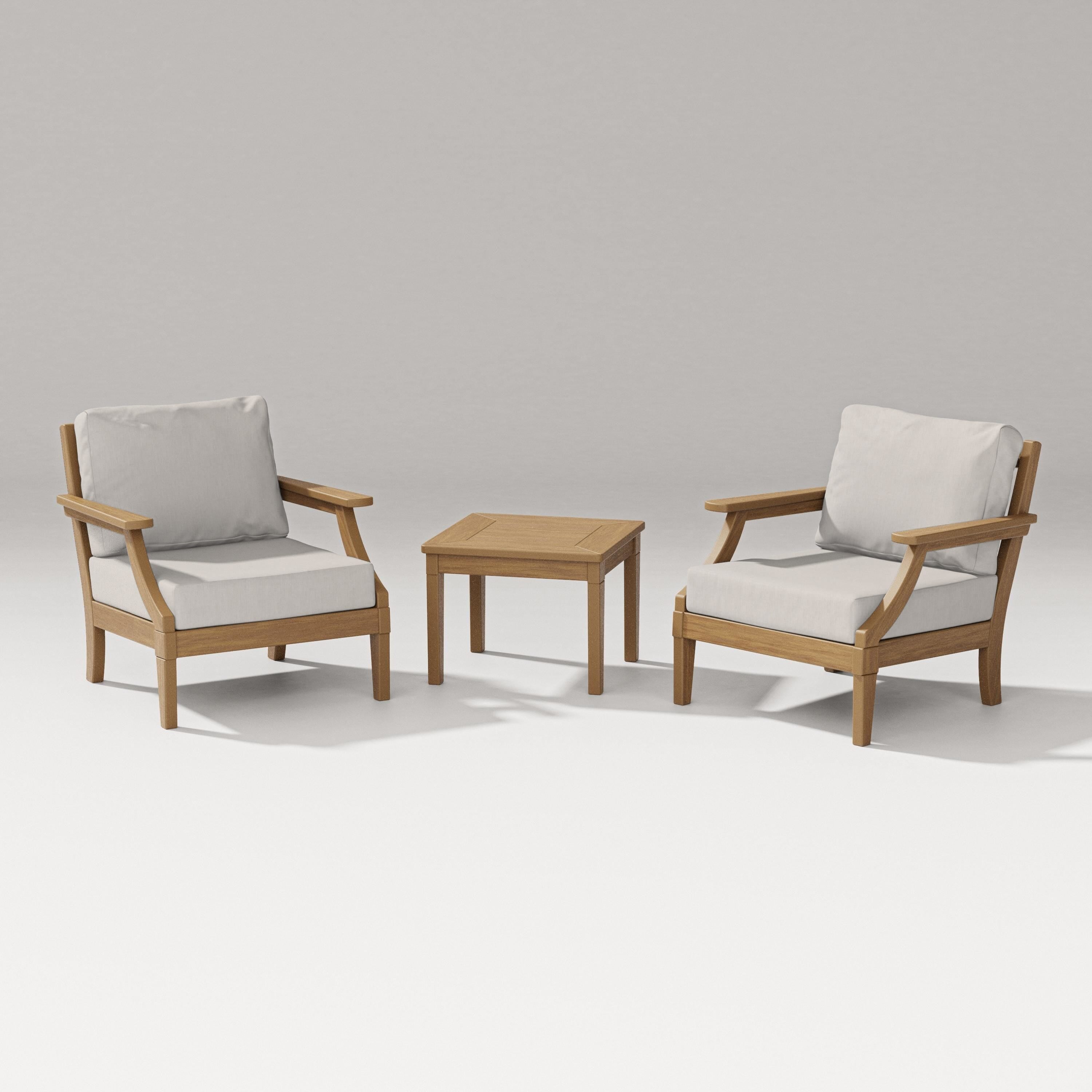 PW Designer Series Estate 3-Piece Lounge Chair Set in Natural / Cast Ash