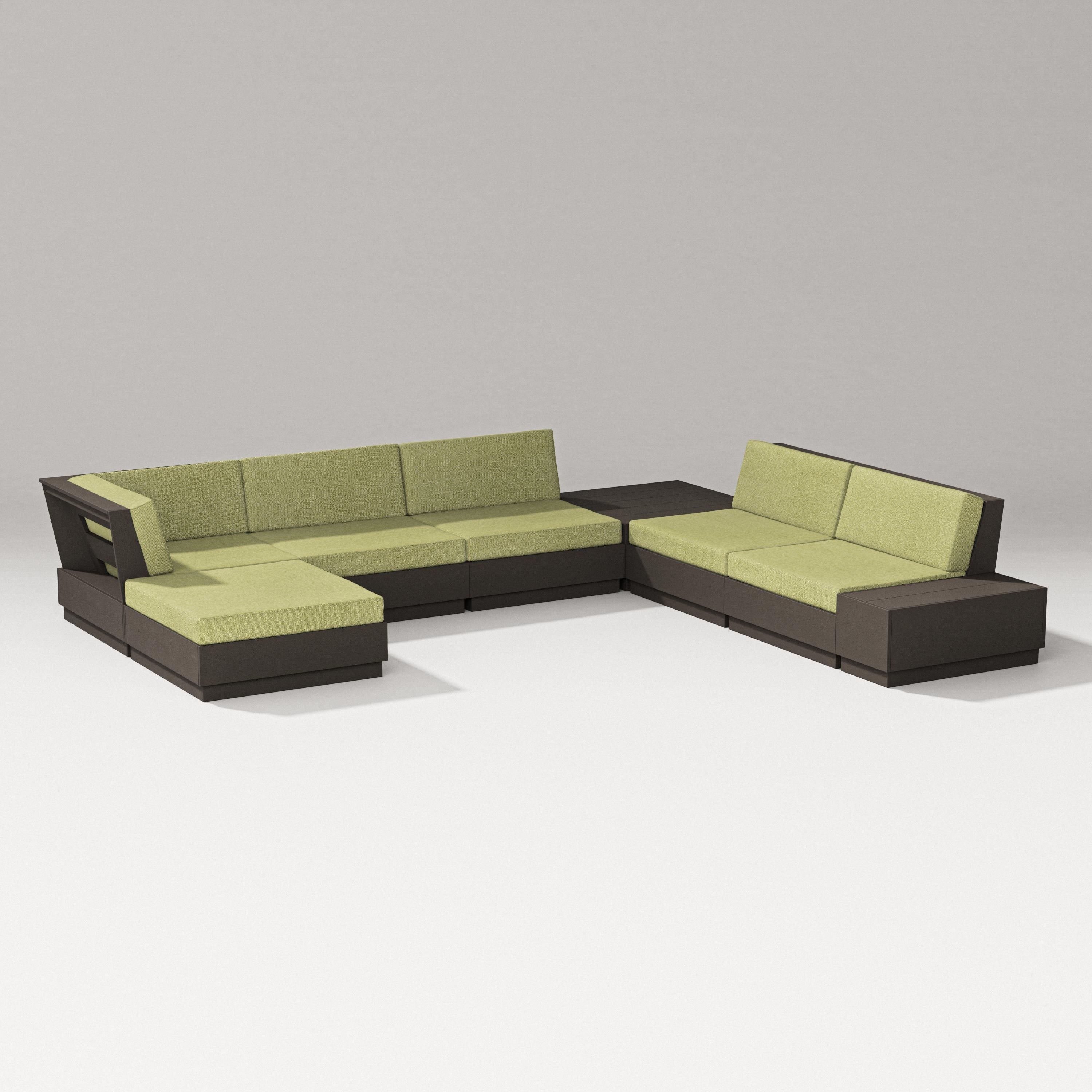 PW Designer Series Elevate 8-Piece Corner Sectional in Vintage Coffee / Chartreuse Boucle