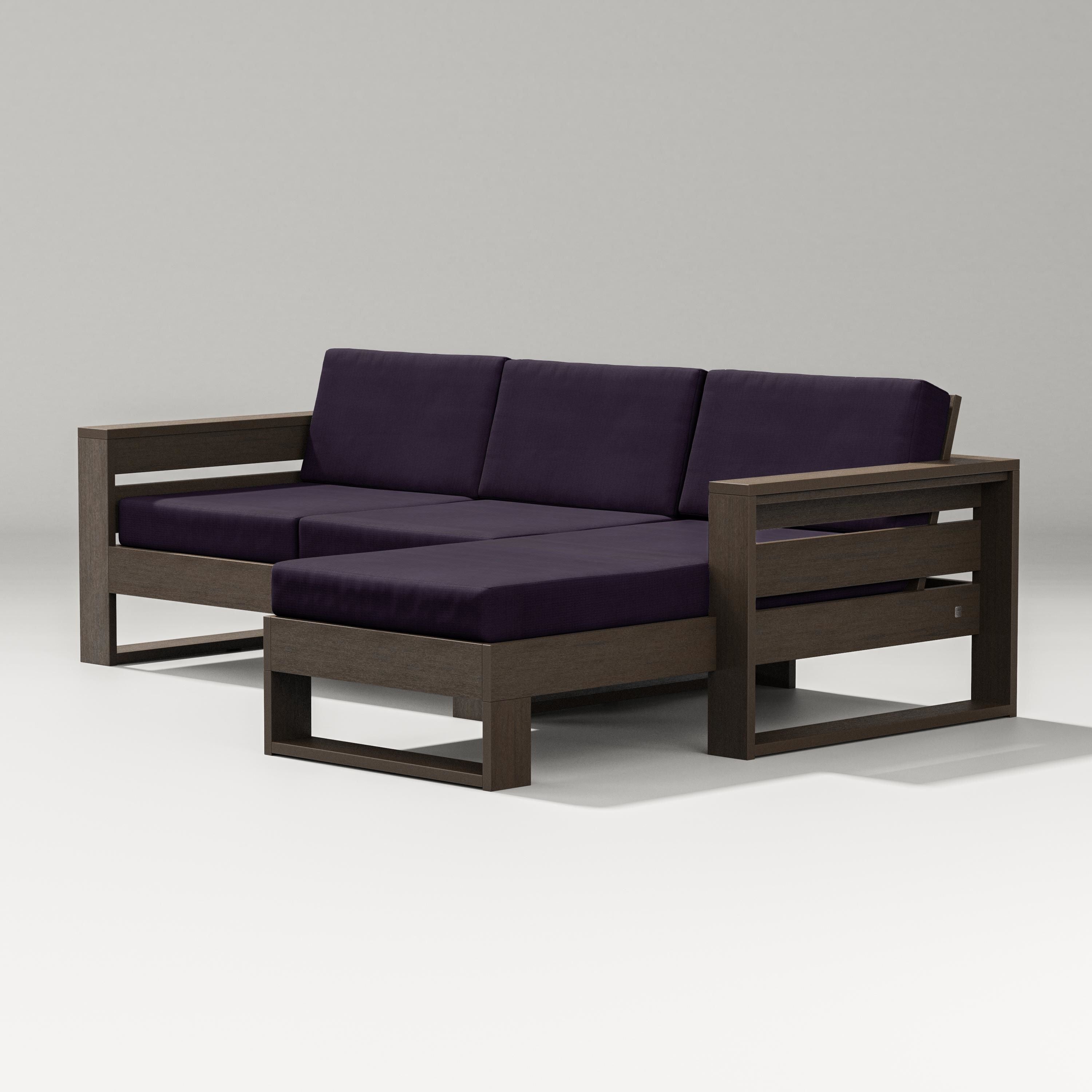 PW Designer Series Latitude Right Chaise Sectional in Kona / Navy Linen