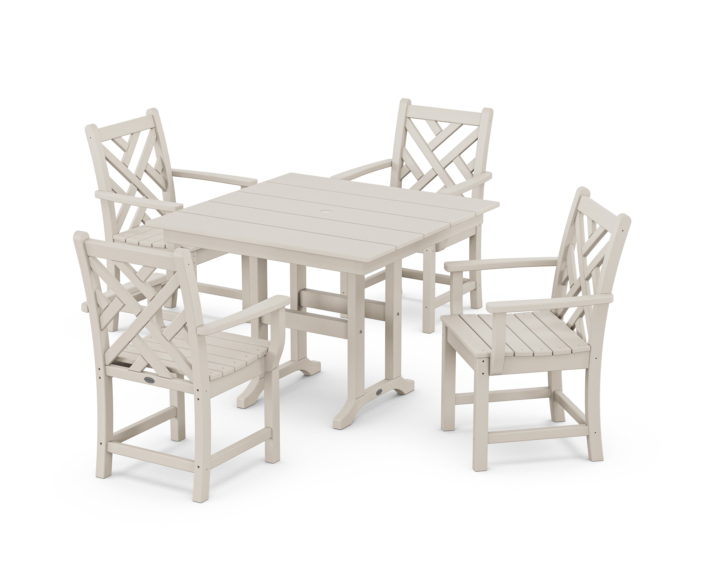 POLYWOOD Chippendale 5-Piece Farmhouse Dining Set in Sand