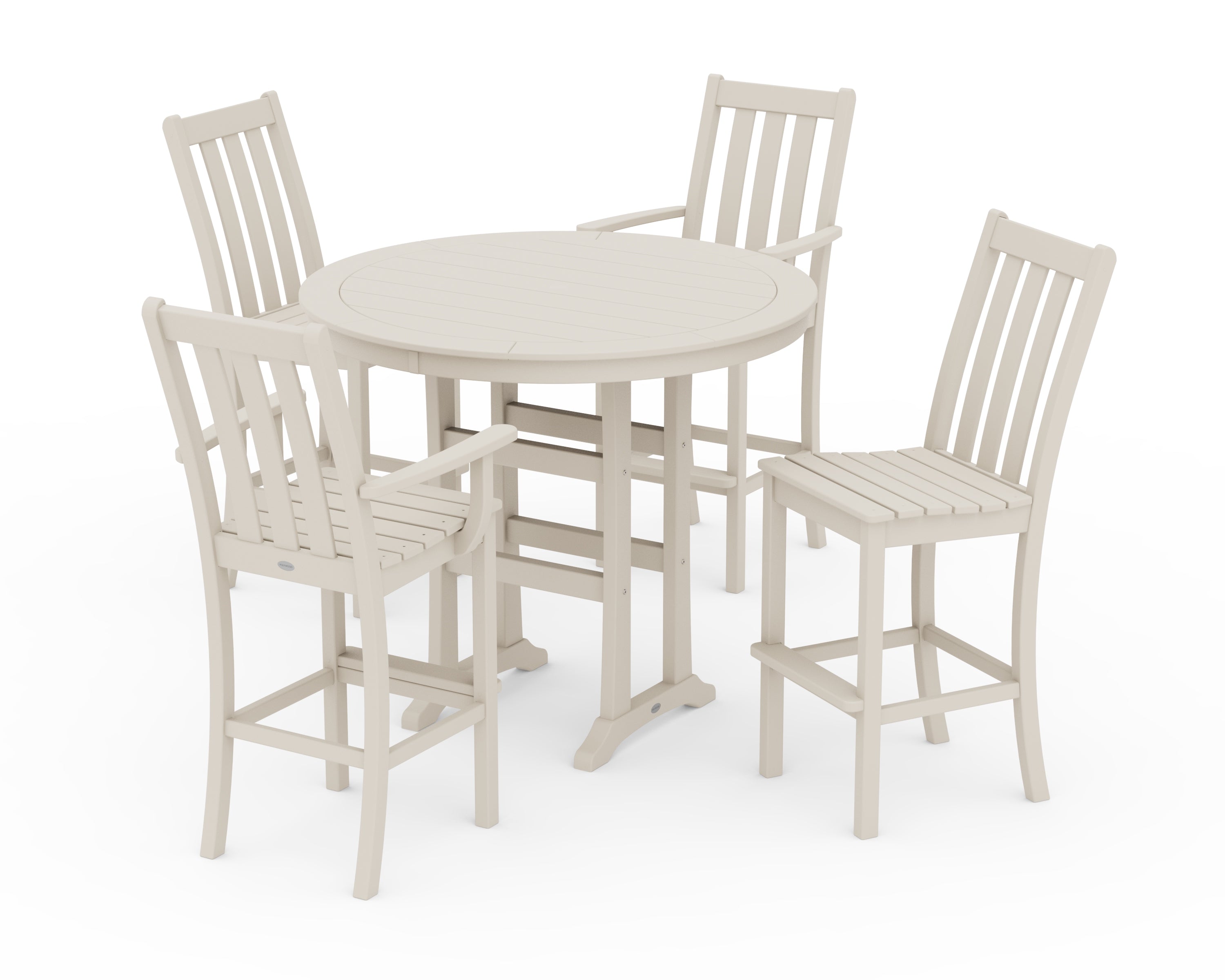 POLYWOOD Vineyard 5-Piece Nautical Trestle Bar Set in Sand