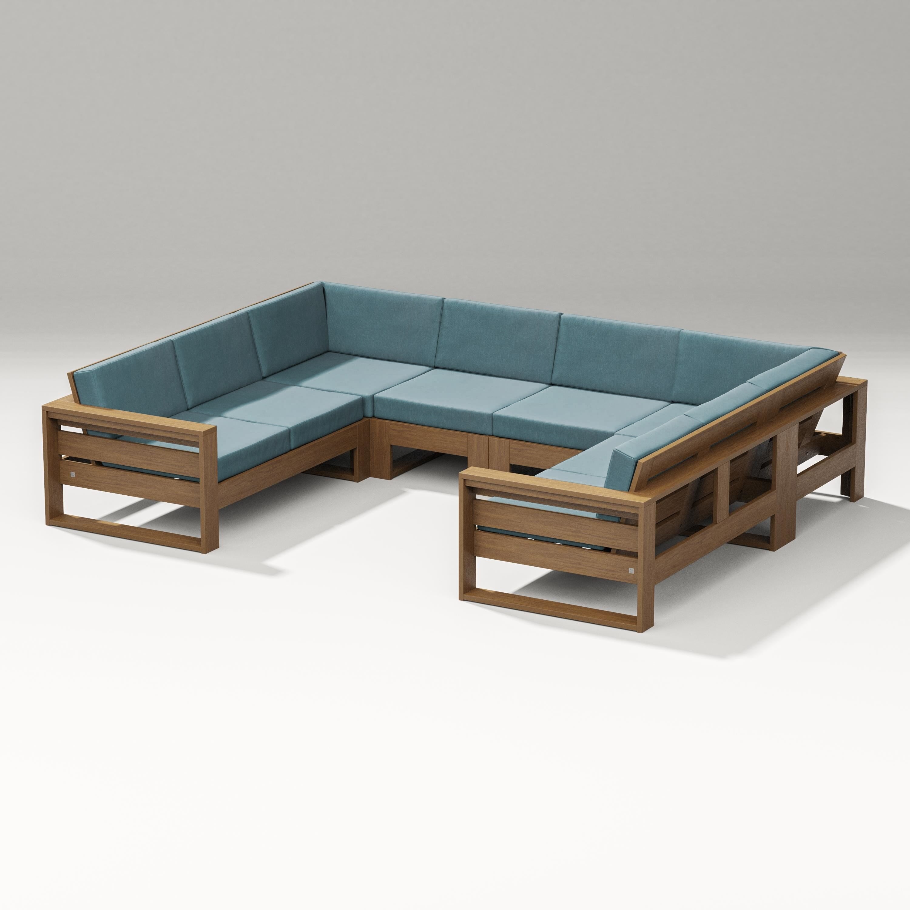 PW Designer Series Latitude U-Shaped Sectional in Natural / Ocean Teal