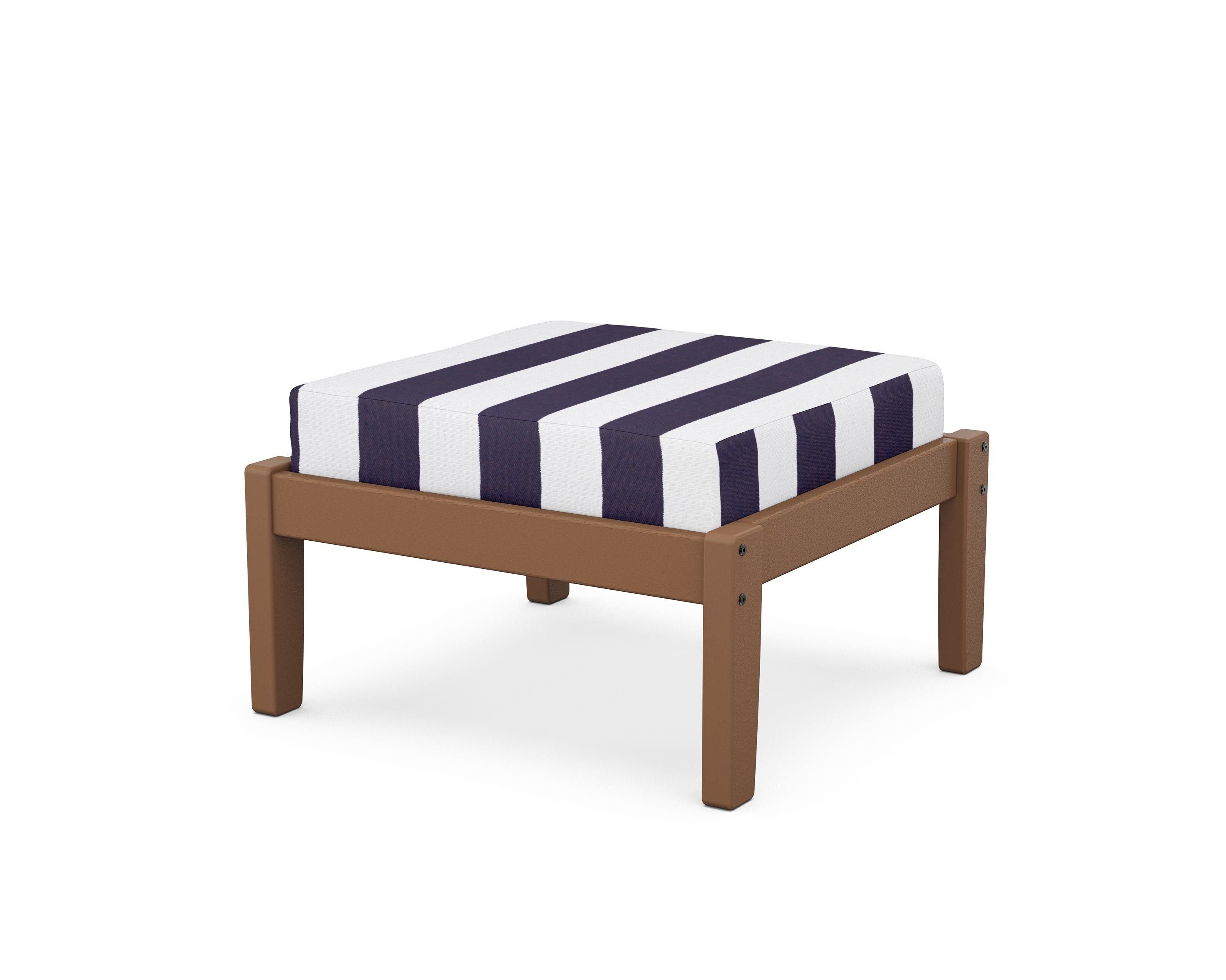 Unbranded Deep Seating Ottoman in Teak / Cabana Stripe Navy