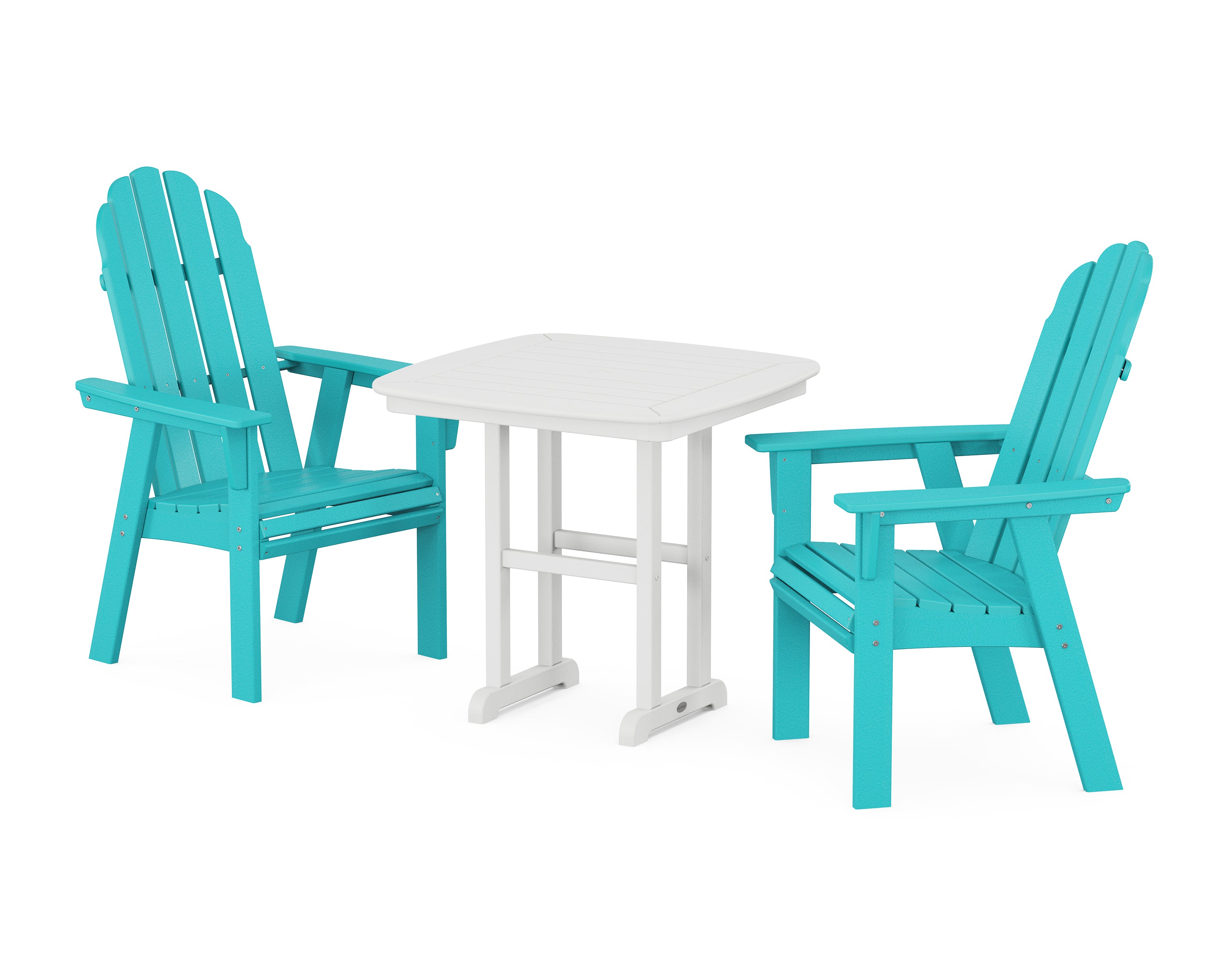 POLYWOOD® Vineyard Adirondack 3-Piece Dining Set in Aruba / White