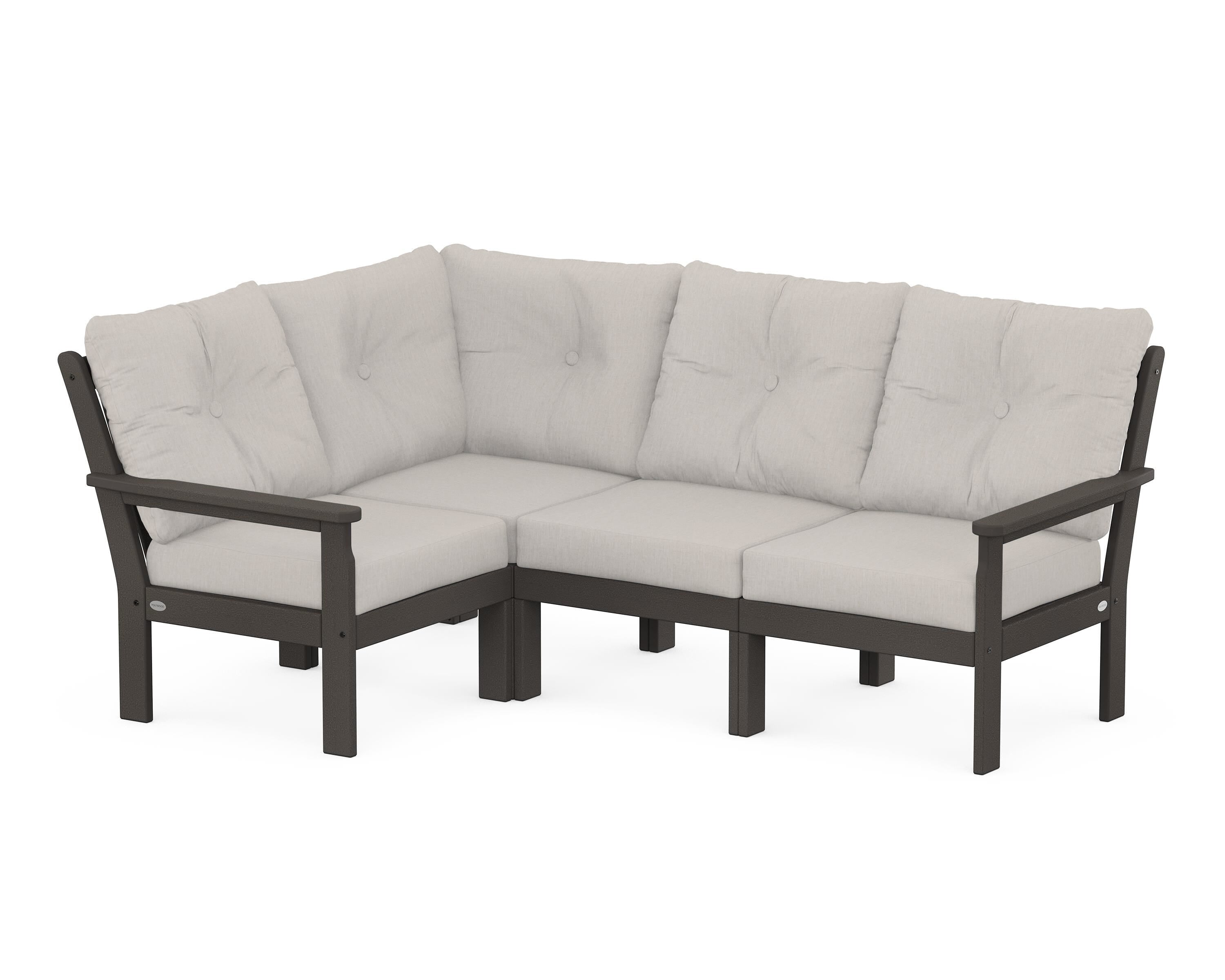 POLYWOOD Vineyard 4-Piece Sectional in Vintage Coffee / Cast Ash