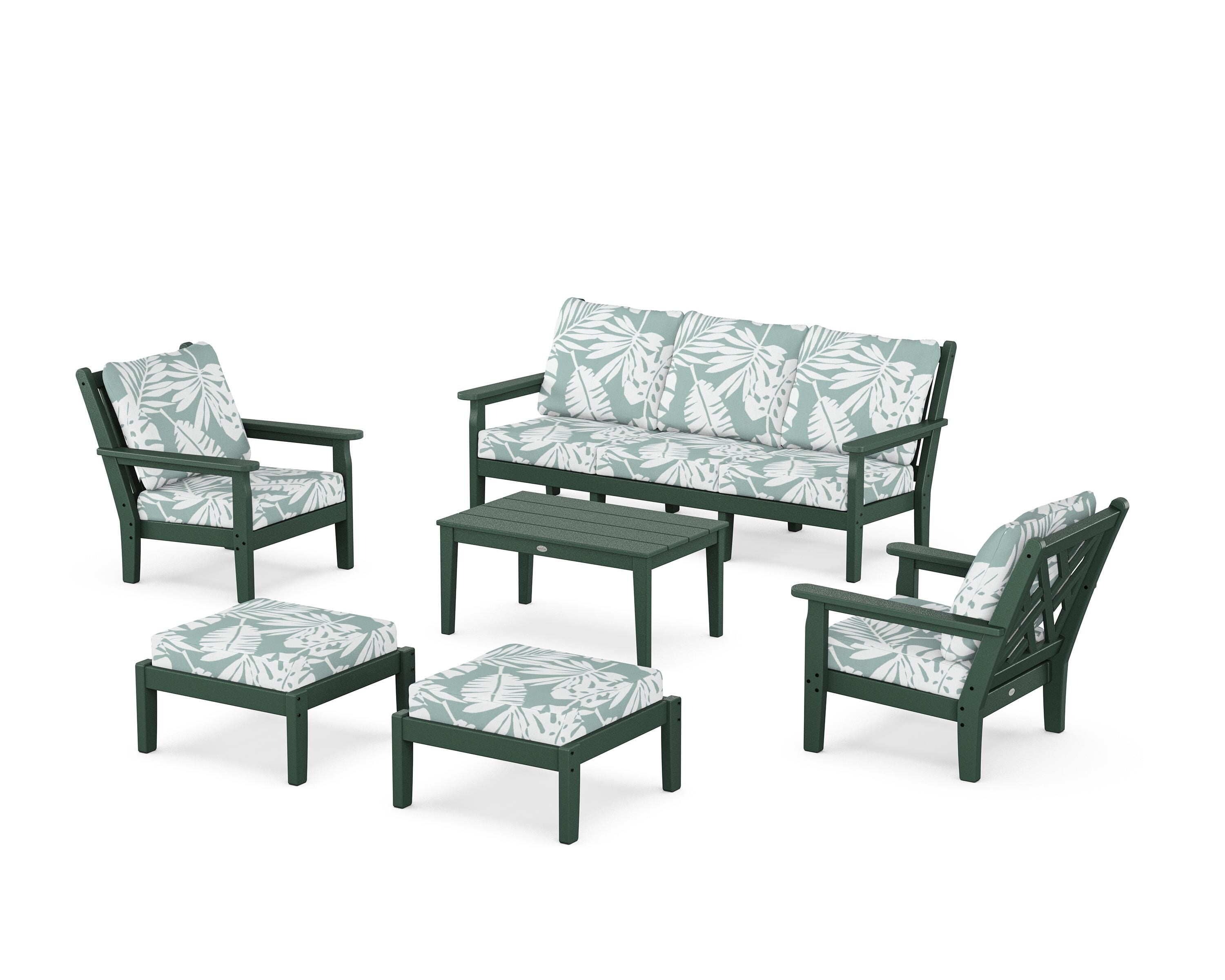 POLYWOOD Chippendale 6-Piece Lounge Sofa Set in Green / Leaf Glacier Spa