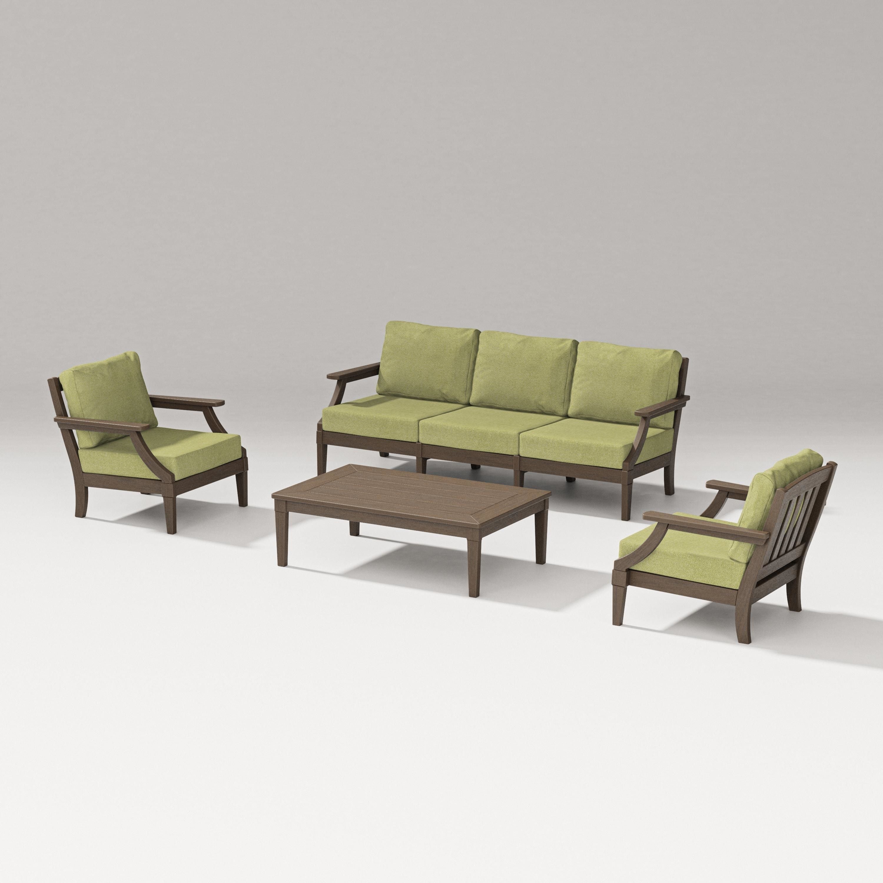PW Designer Series Estate 4-Piece Lounge Sofa Set in Kona / Chartreuse Boucle