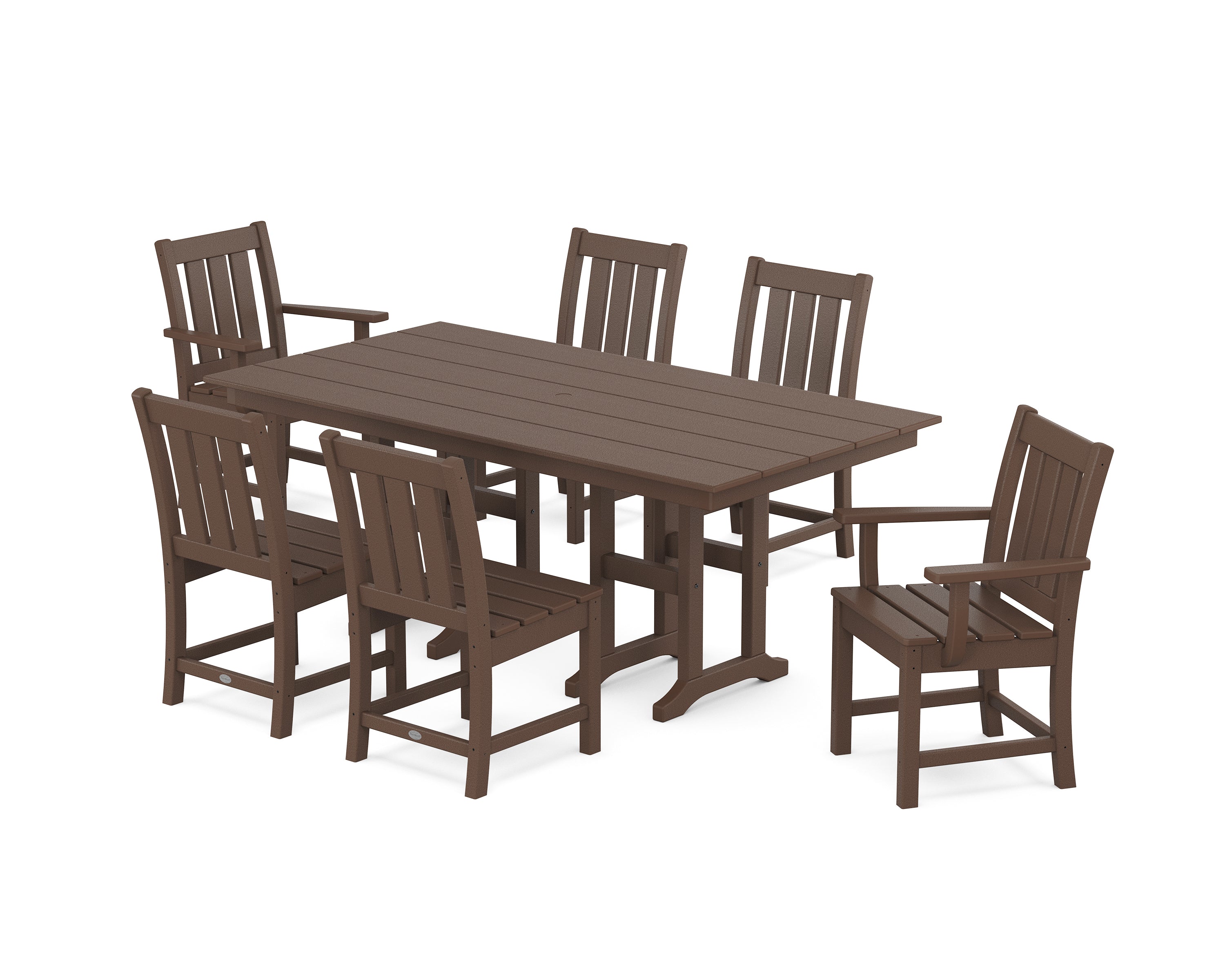 POLYWOOD® Oxford 7-Piece Farmhouse Dining Set in Mahogany