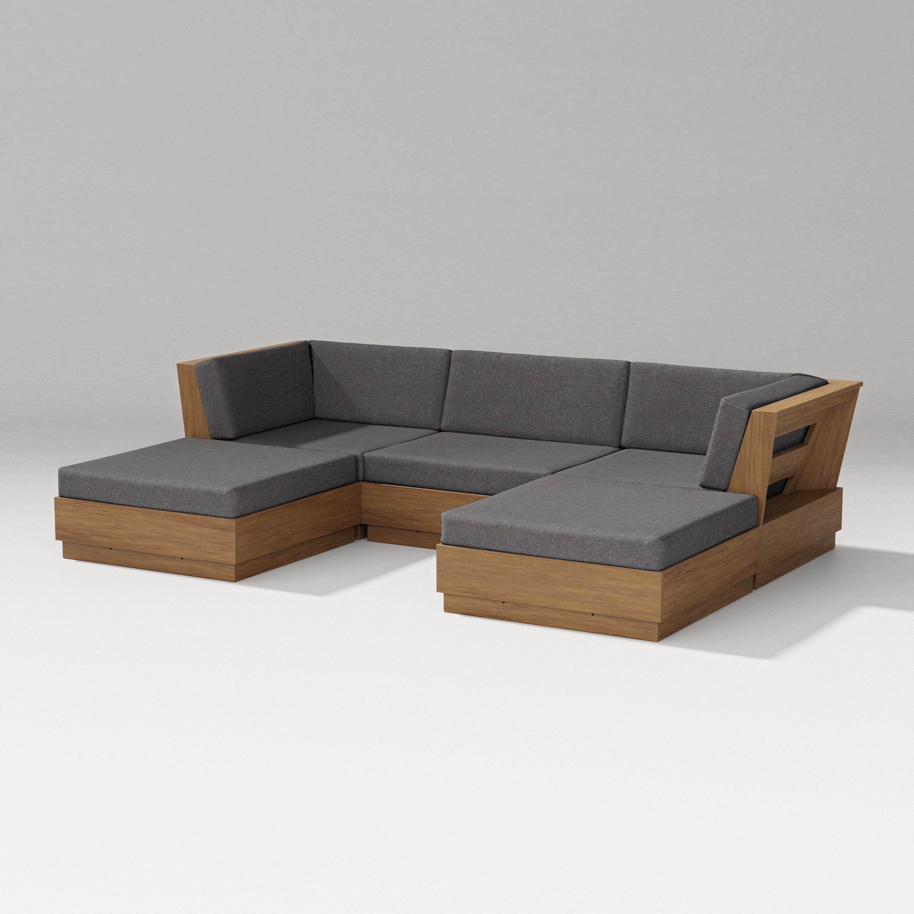 PW Designer Series Elevate Double Chaise Sectional in Natural / Ash Charcoal