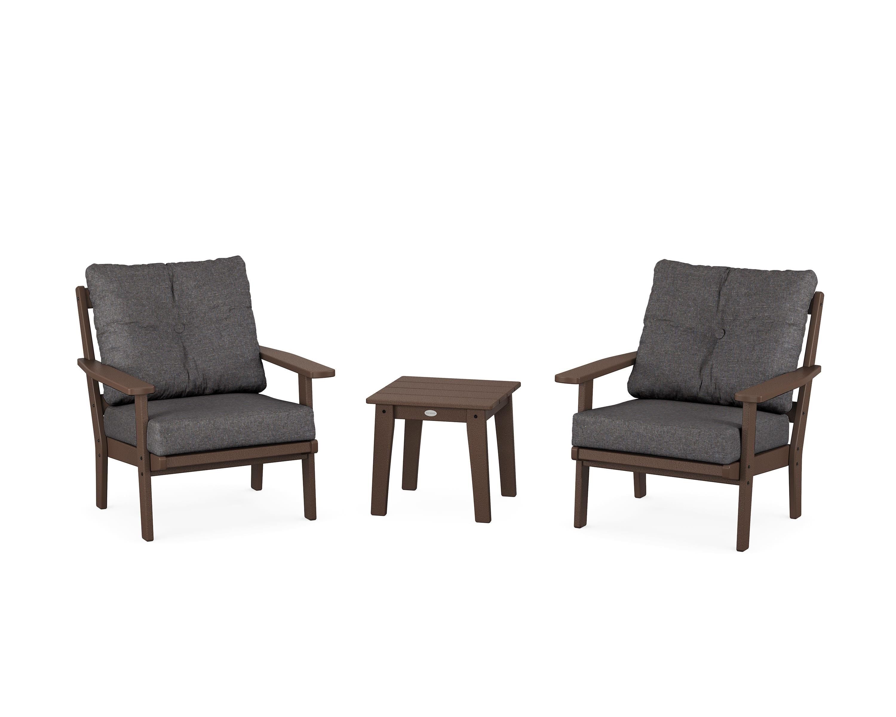 POLYWOOD Prairie 3-Piece Deep Seating Set in Mahogany / Ash Charcoal
