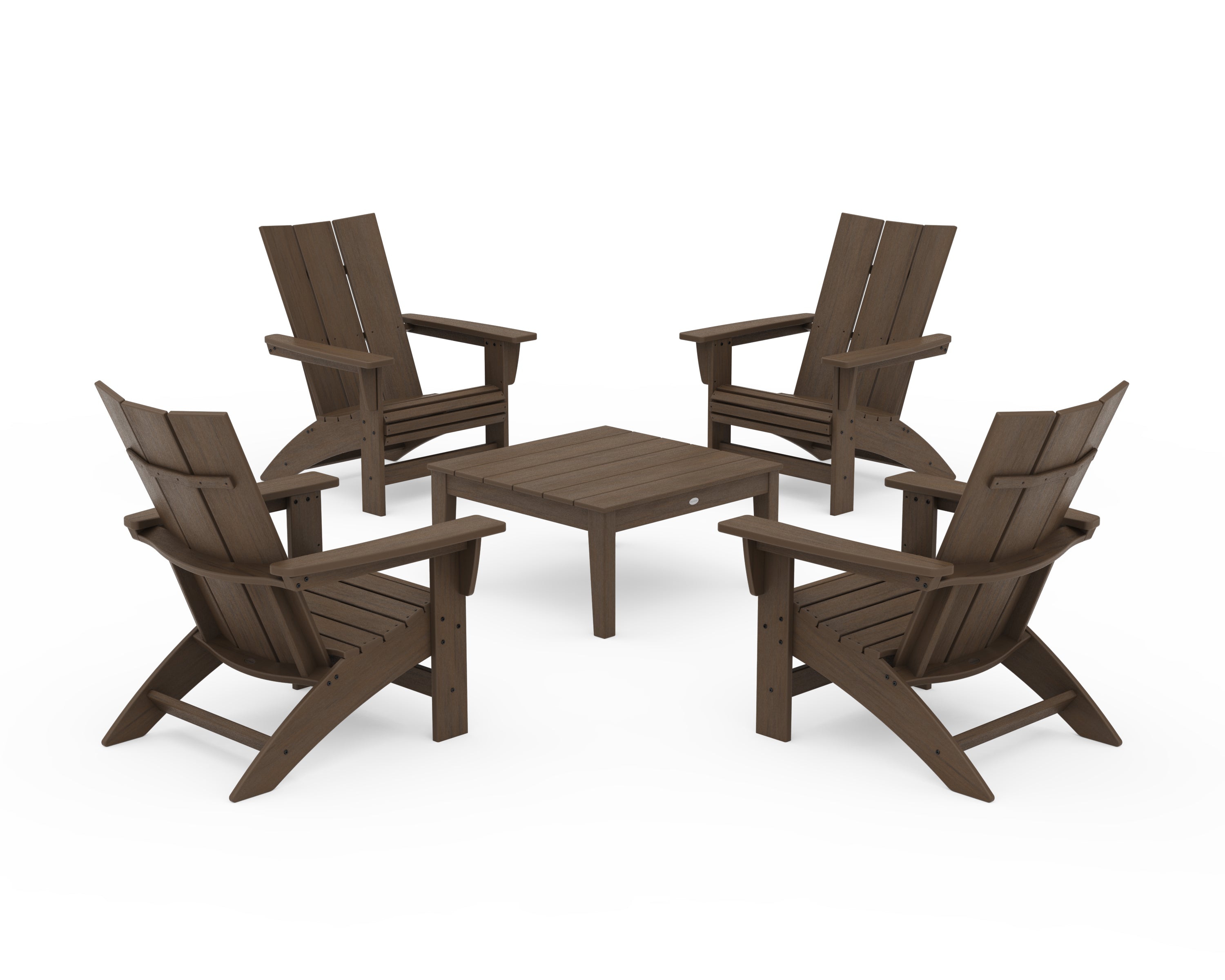 POLYWOOD 5-Piece Modern Grand Adirondack Chair Conversation Group in Kona