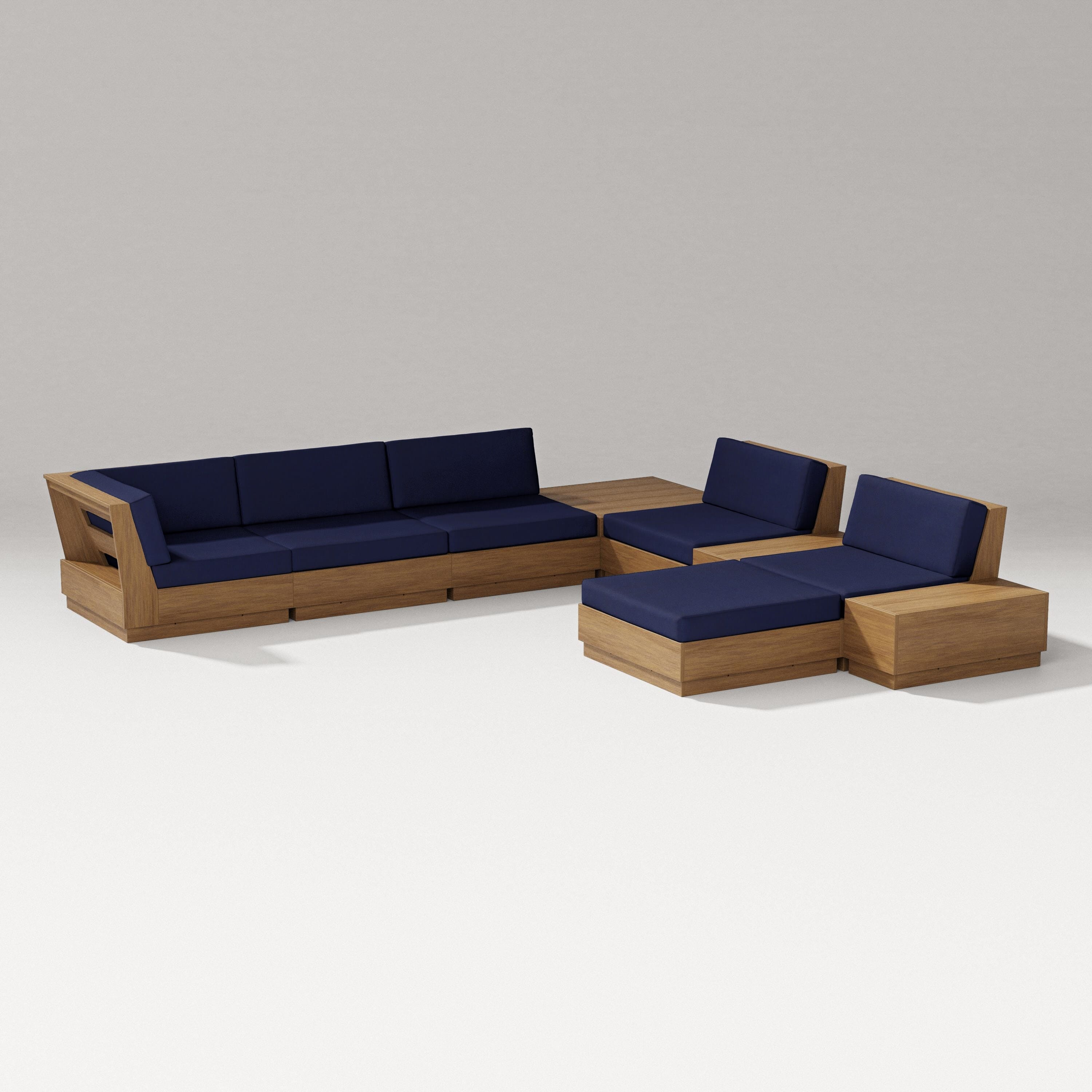 PW Designer Series Elevate 9-Piece Conversation Sectional in Natural / Navy