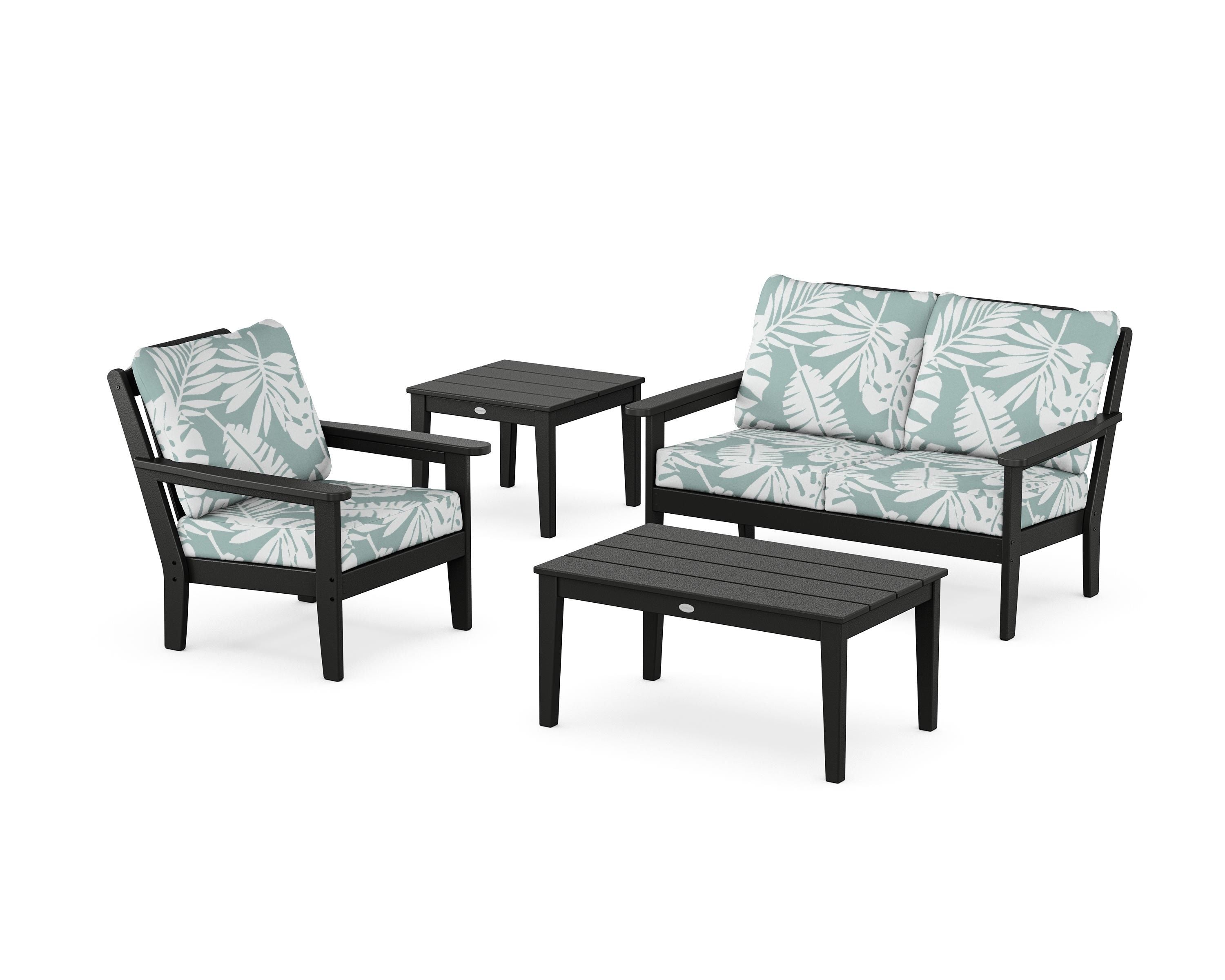 Country Living Wovendale 4-Piece Deep Seating Set in Black / Leaf Glacier Spa