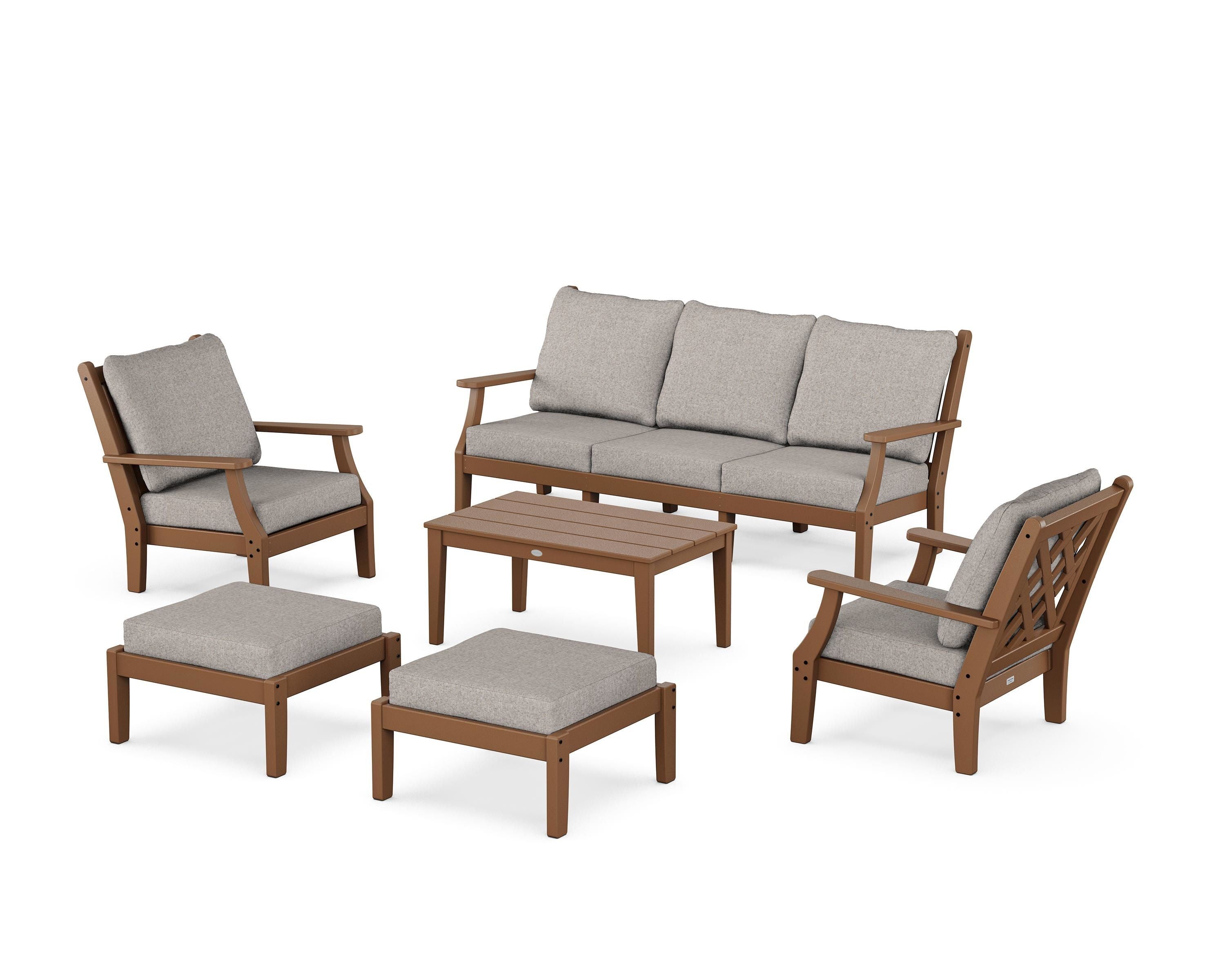 Country Living Wovendale 6-Piece Lounge Sofa Set in Teak / Weathered Tweed