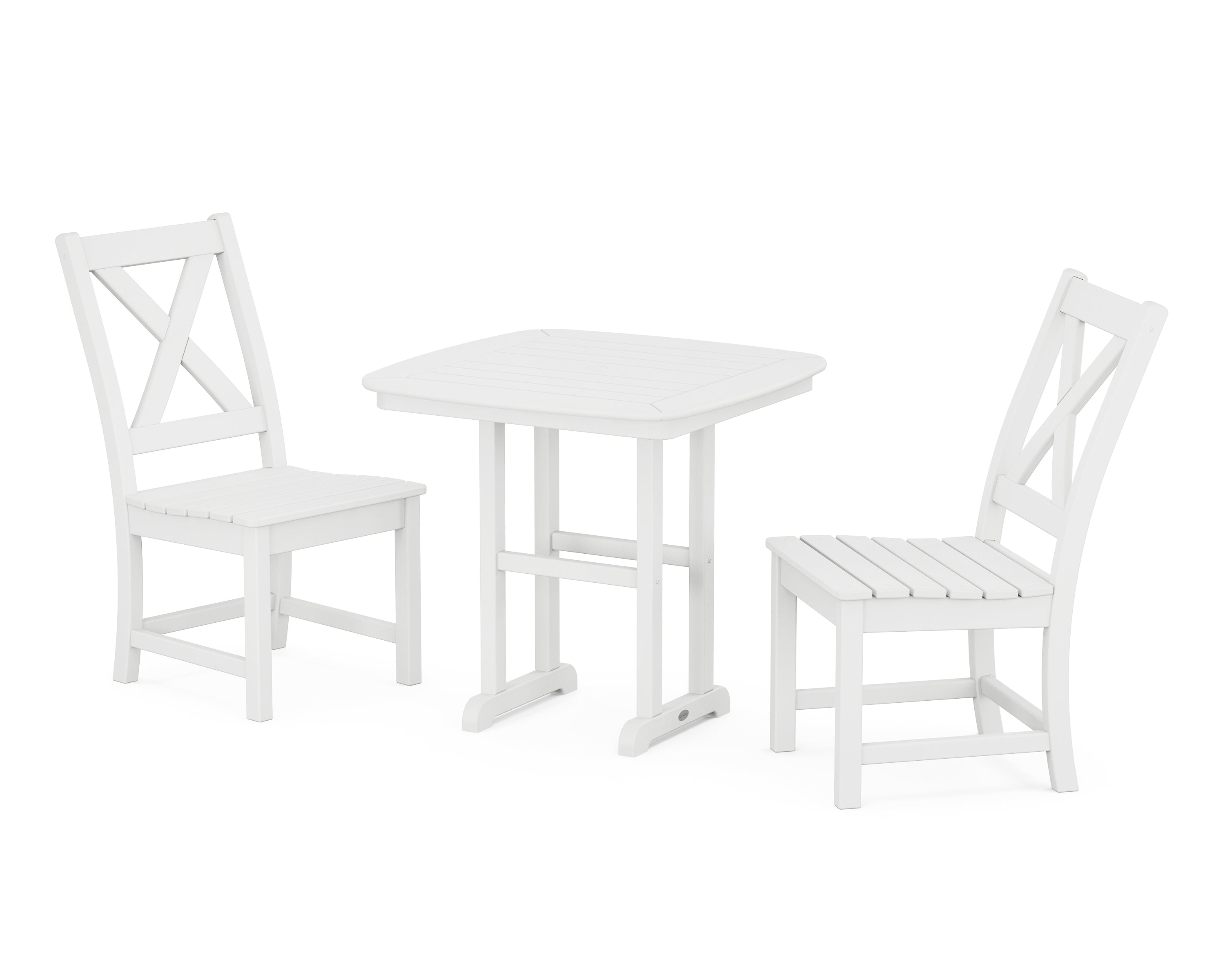 POLYWOOD® Braxton Side Chair 3-Piece Dining Set in White