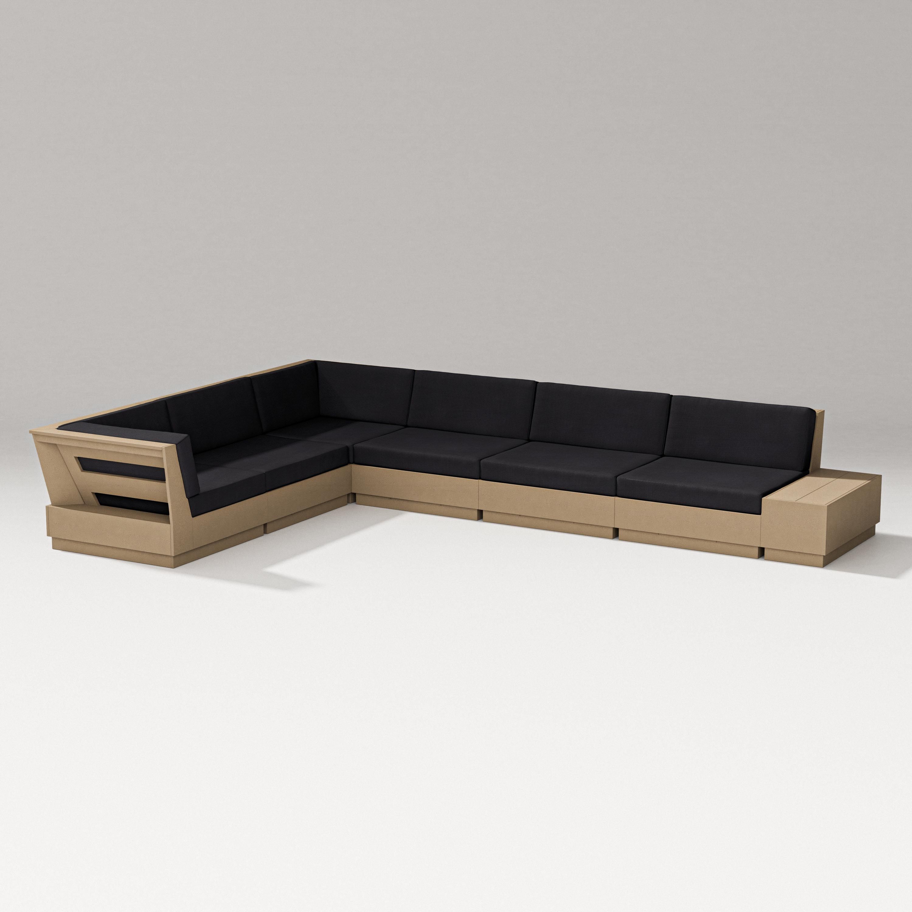 PW Designer Series Elevate 7-Piece Corner Sectional in Vintage Sahara / Midnight Linen