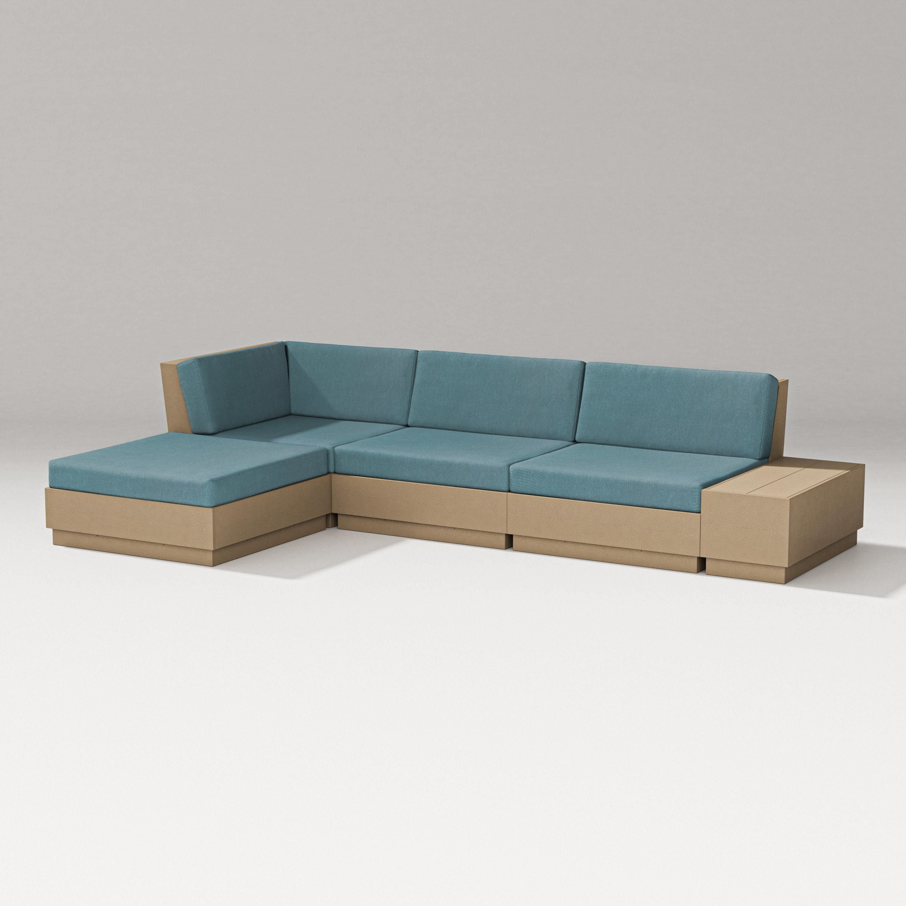 PW Designer Series Elevate Chaise Sectional in Vintage Sahara / Ocean Teal
