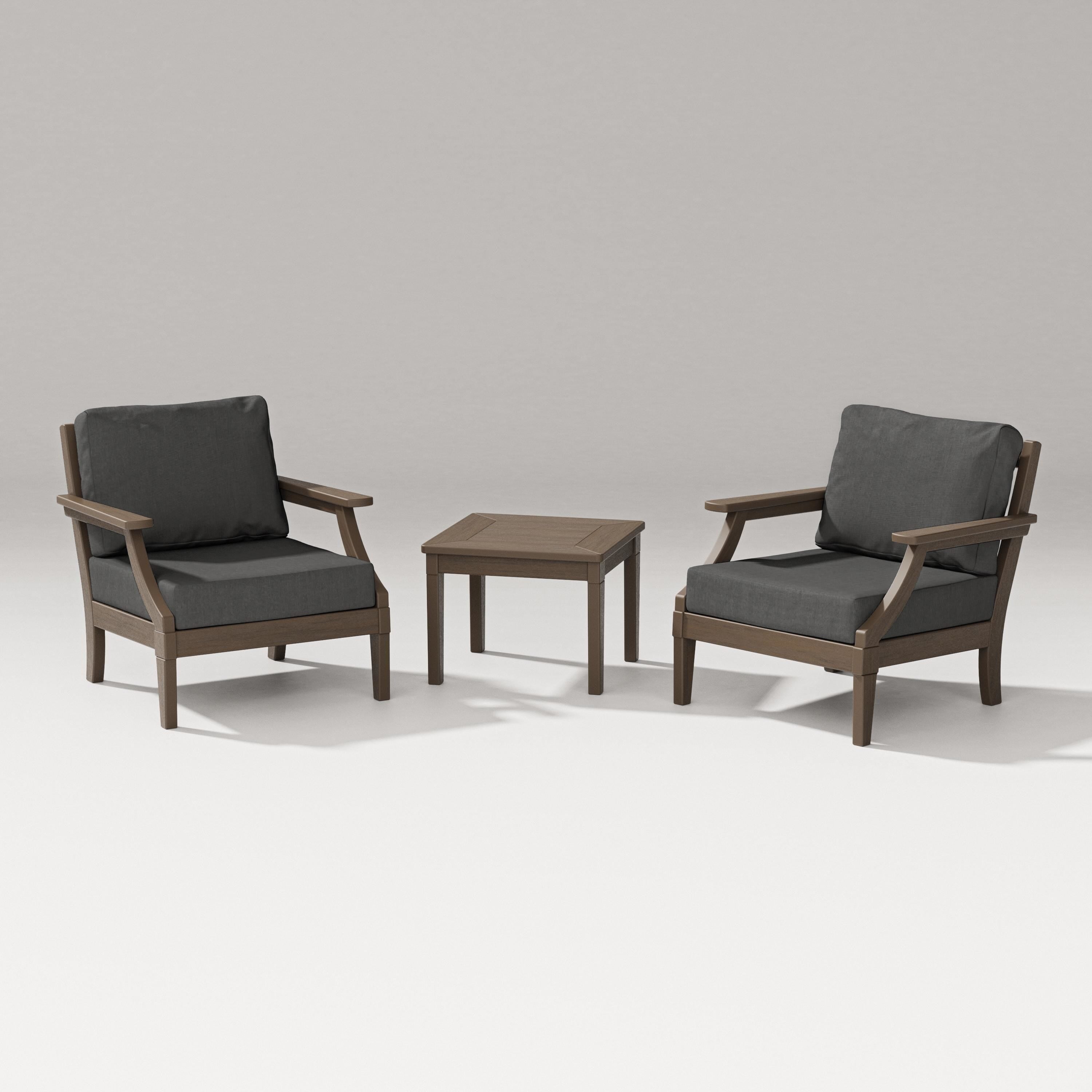 PW Designer Series Estate 3-Piece Lounge Chair Set in Kona / Spectrum Carbon