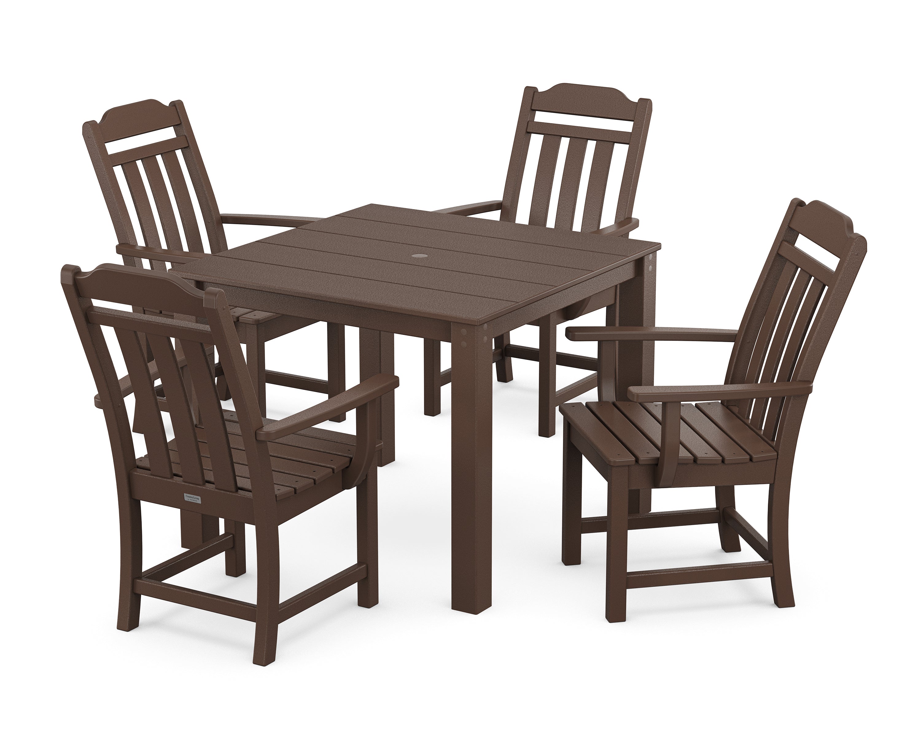 Polywood Country Living 5-Piece Parsons Dining Set in Mahogany