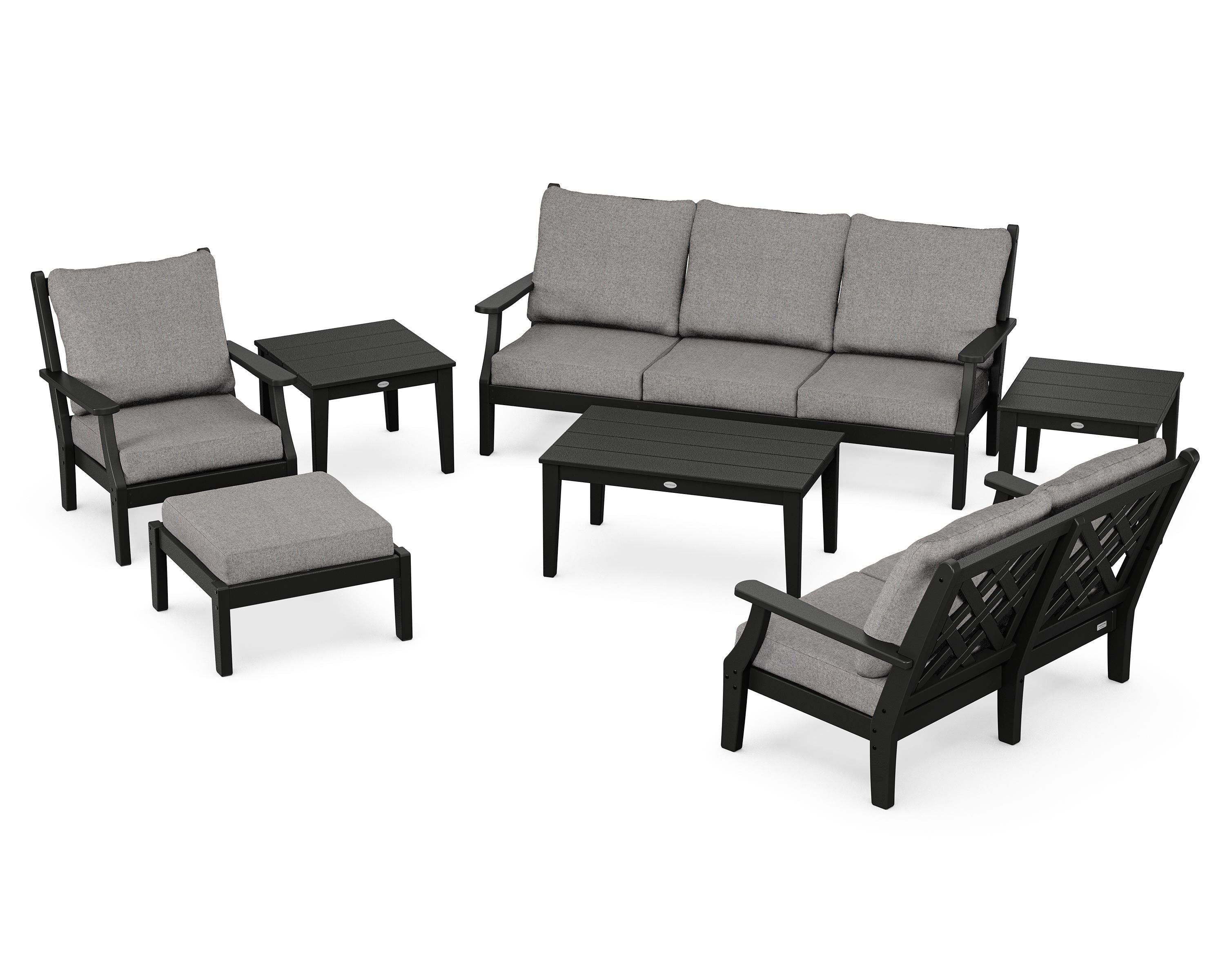 Country Living Wovendale 7-Piece Deep Seating Set in Black / Grey Mist