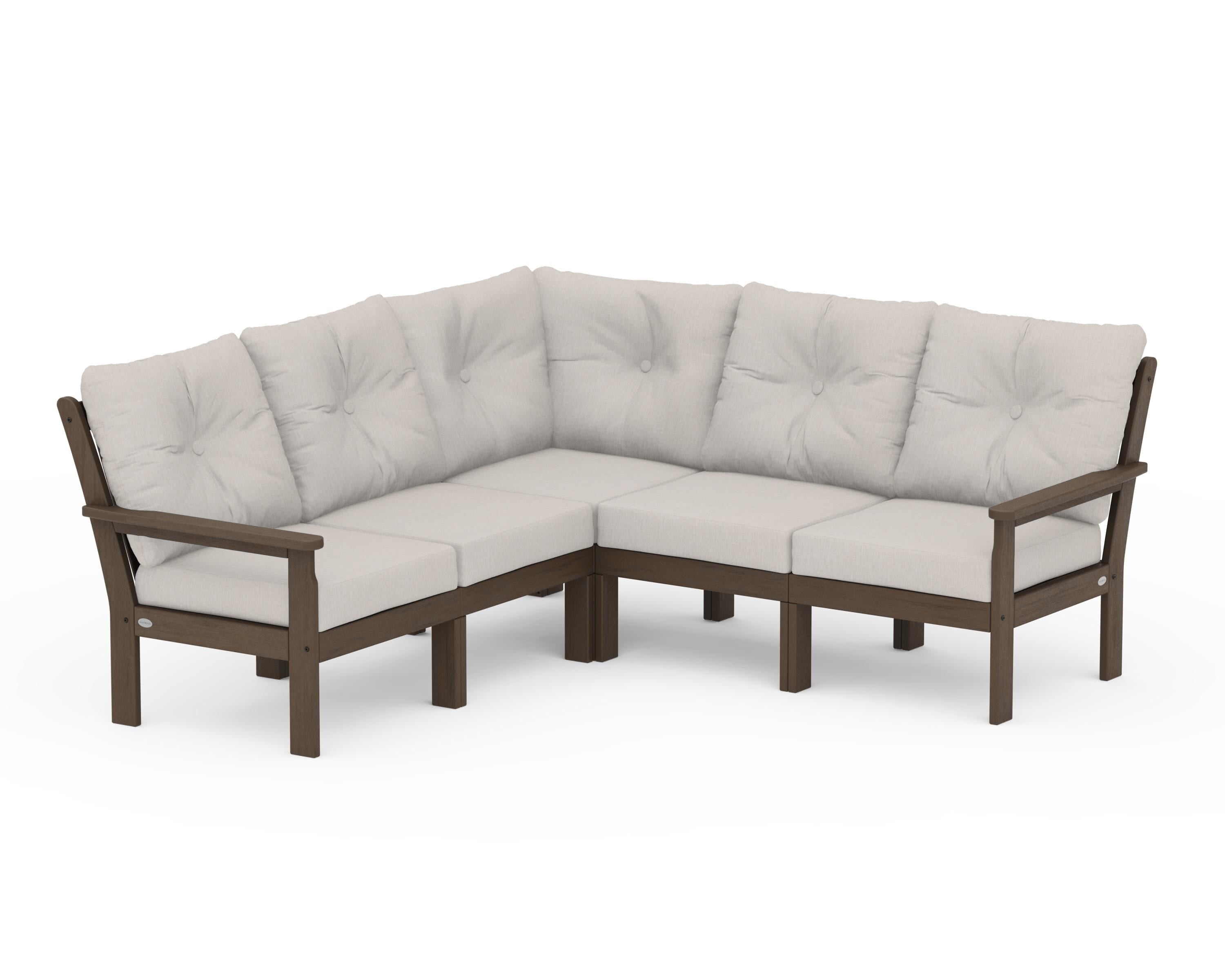 POLYWOOD Vineyard 5-Piece Sectional in Kona / Cast Ash