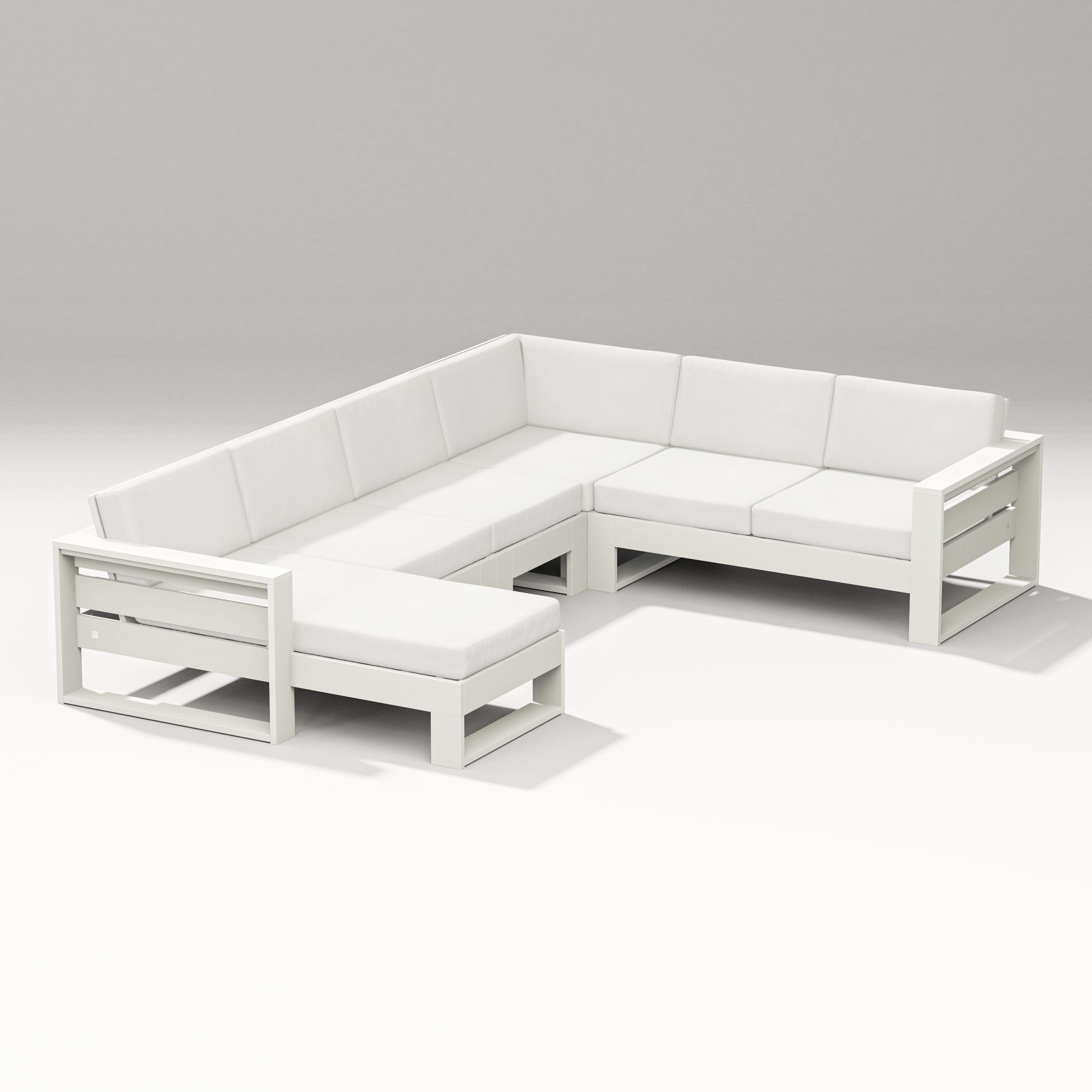 PW Designer Series Latitude Corner Sectional with Left Chaise in Vintage White / Natural Linen