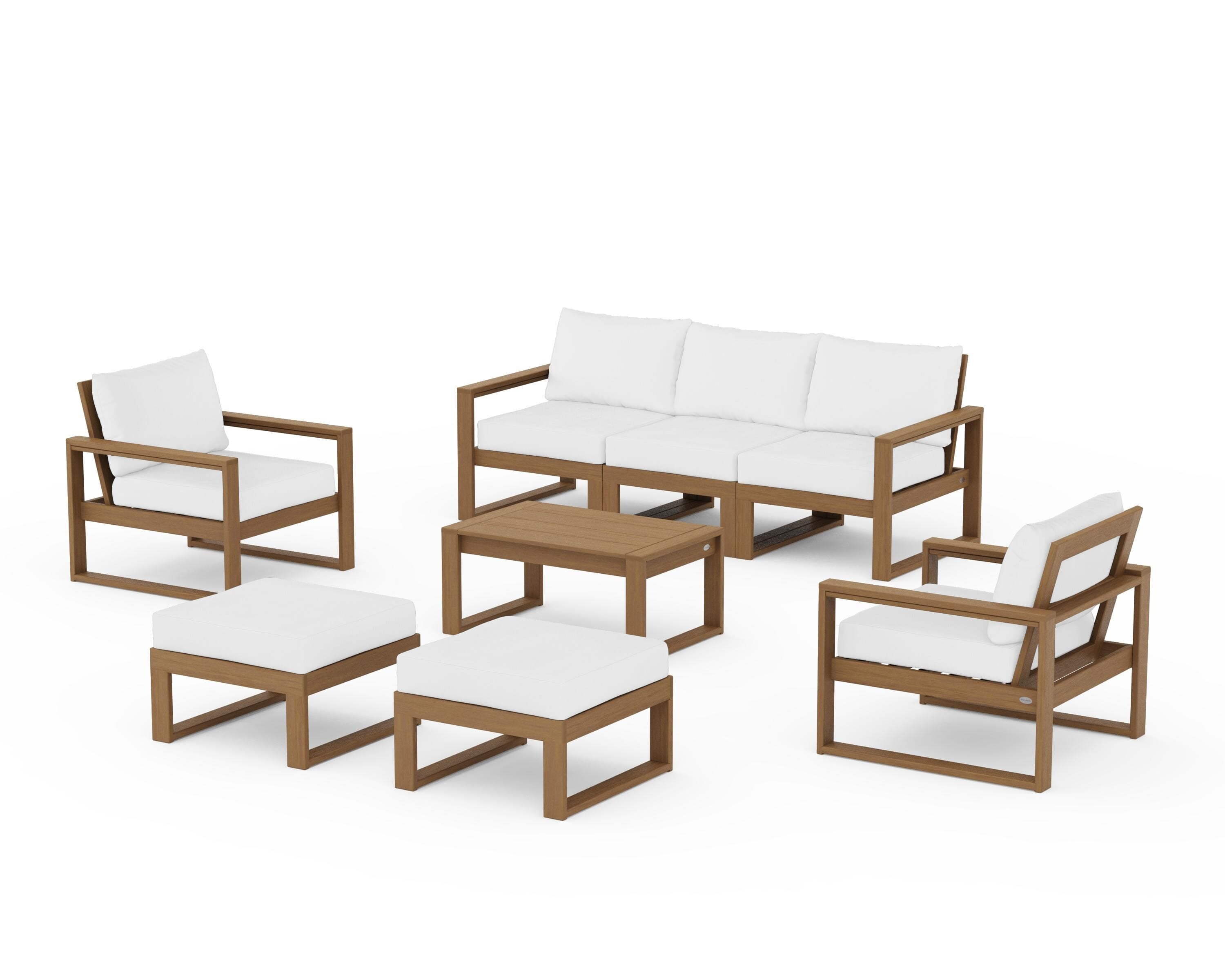 POLYWOOD EDGE Sectional 8-Piece Lounge Sofa Set in Natural / Natural