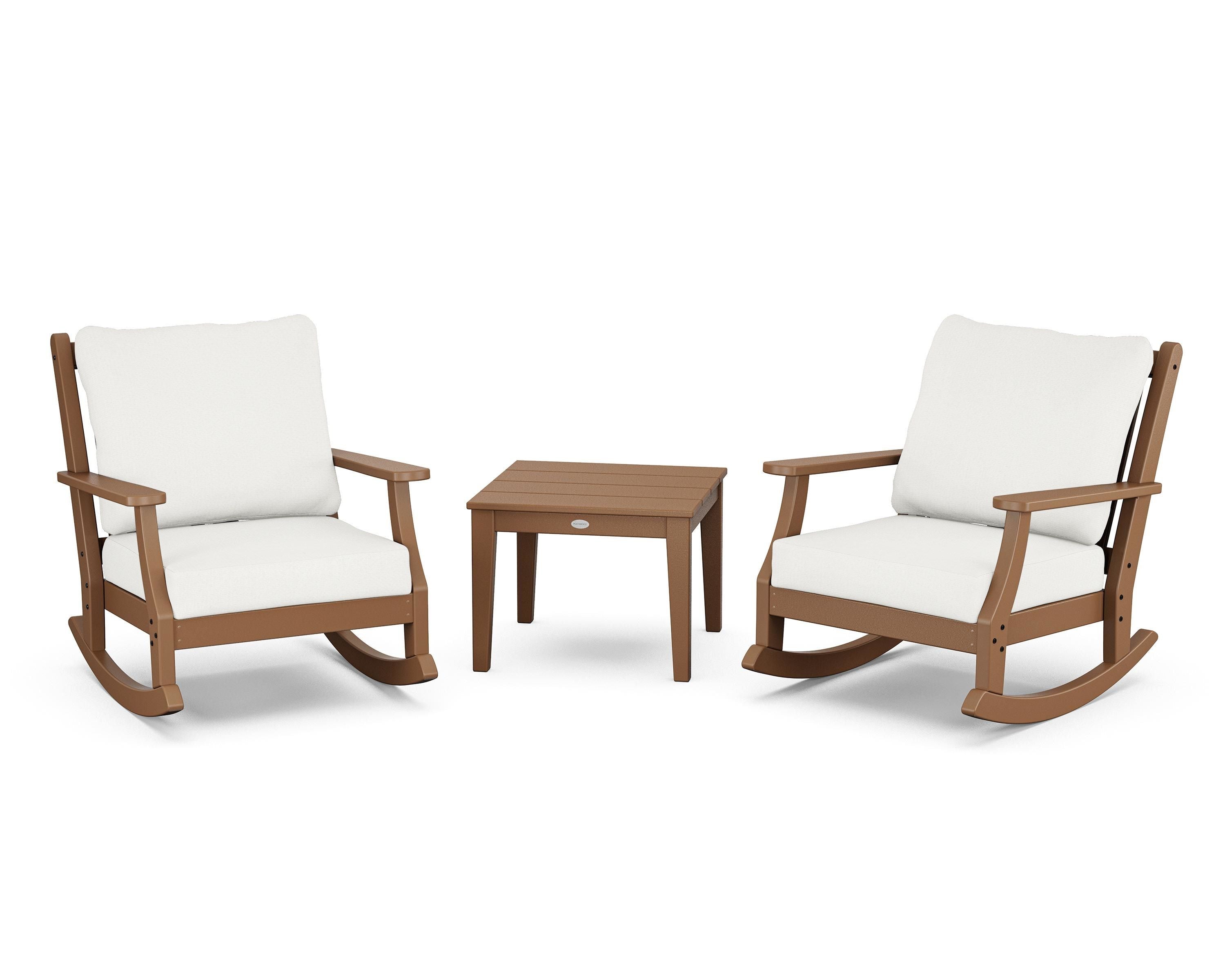 Country Living Wovendale 3-Piece Deep Seating Rocker Set in Teak / Natural Linen
