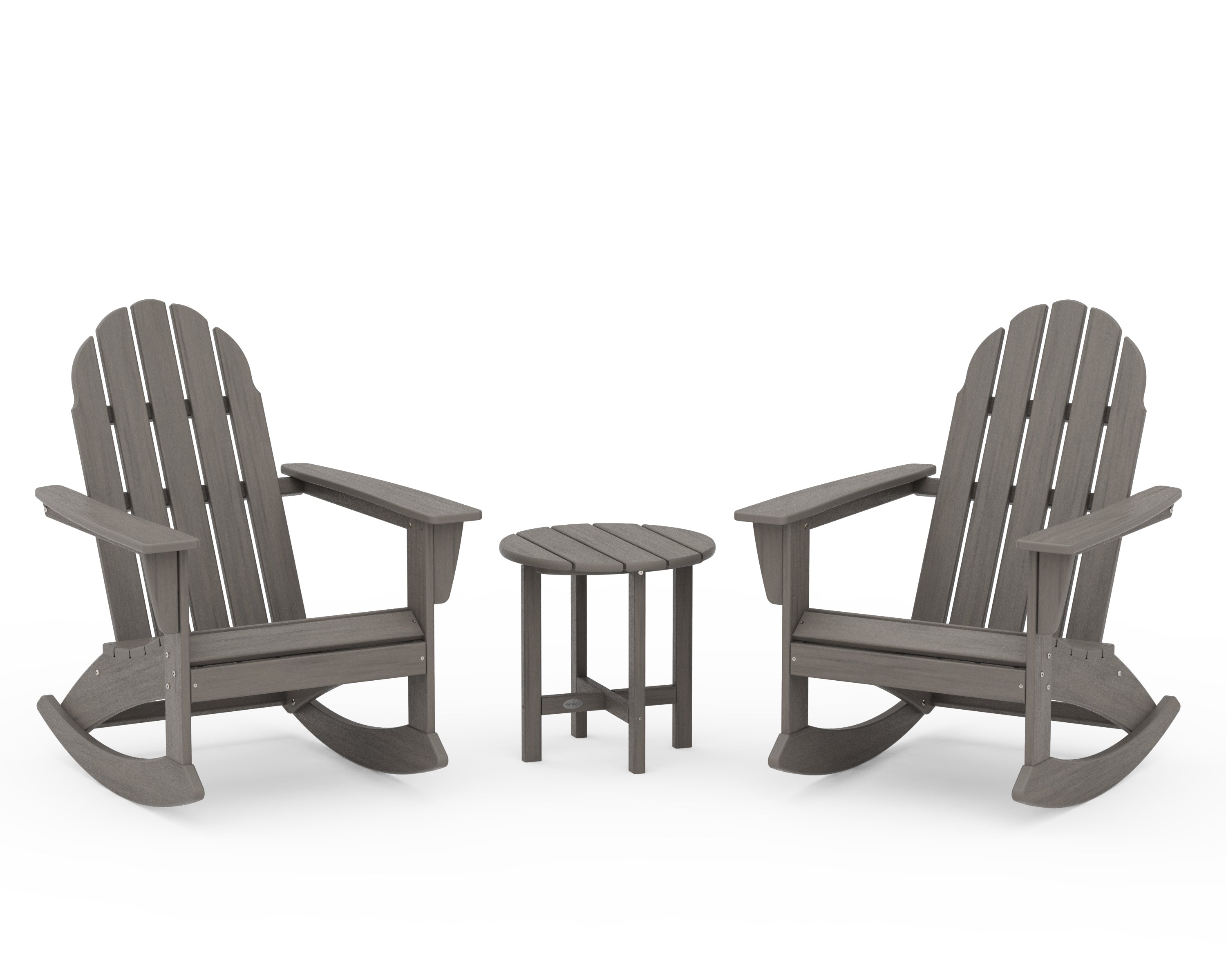 POLYWOOD Vineyard 3-Piece Adirondack Rocking Chair Set in Driftwood
