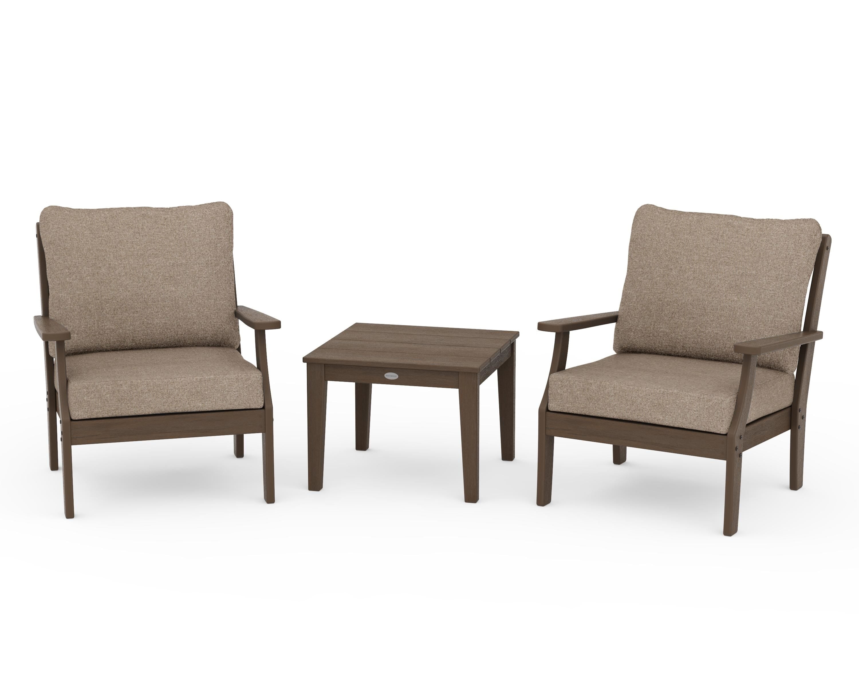 POLYWOOD Braxton 3-Piece Deep Seating Set in Kona / Spiced Burlap